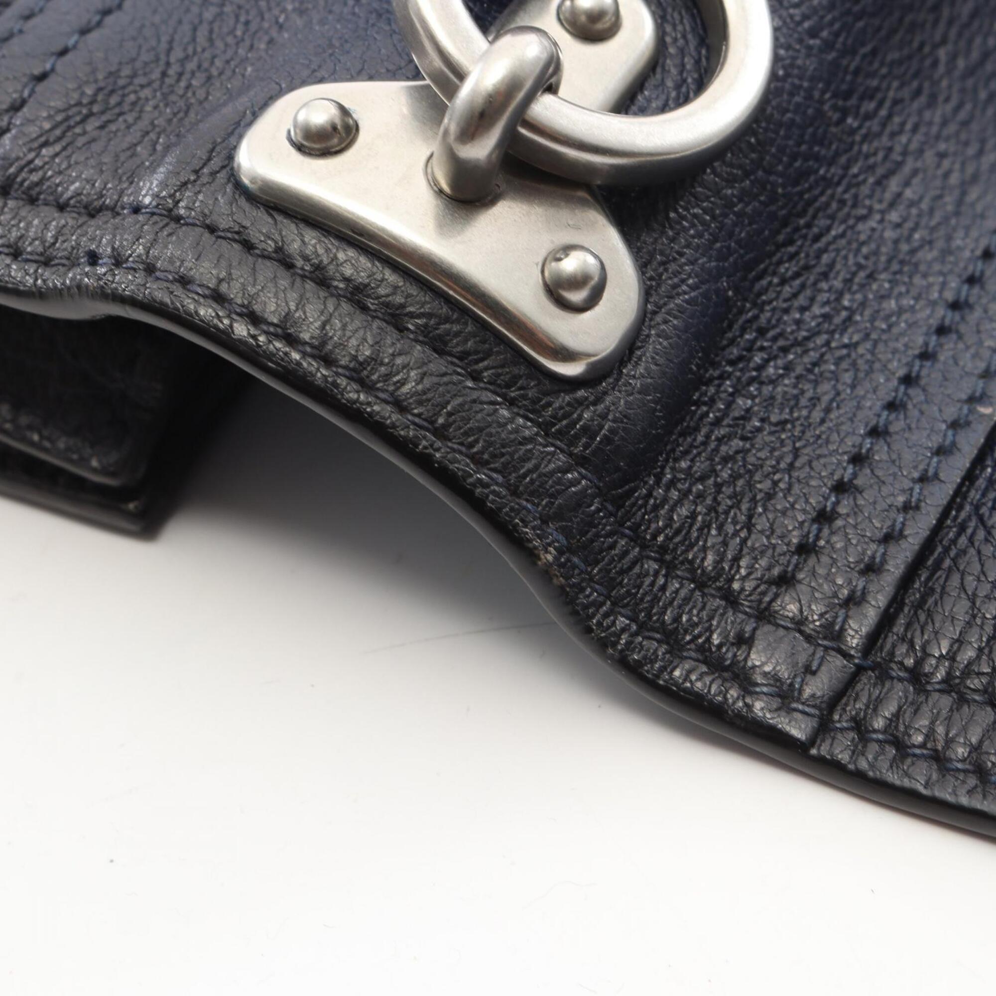 Prada Navy Leather Handbag Shoulder Bag (Pre-Owned)
