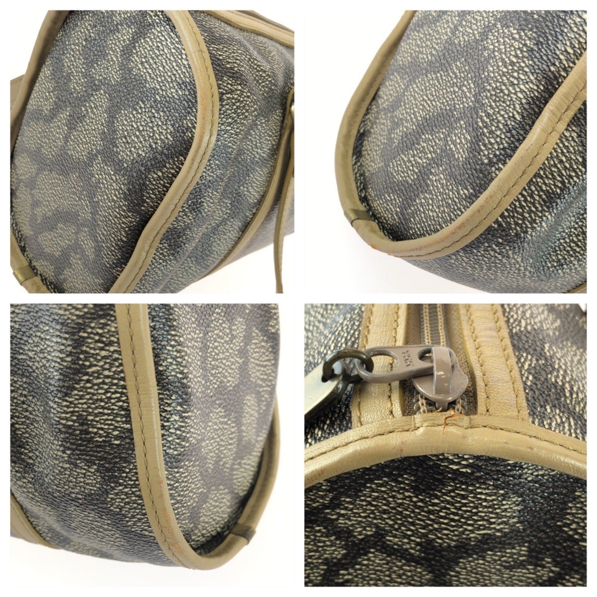 Yves Saint Laurent Beige Brown Pvc Leather Boston Bag Handbag (Pre-Owned)