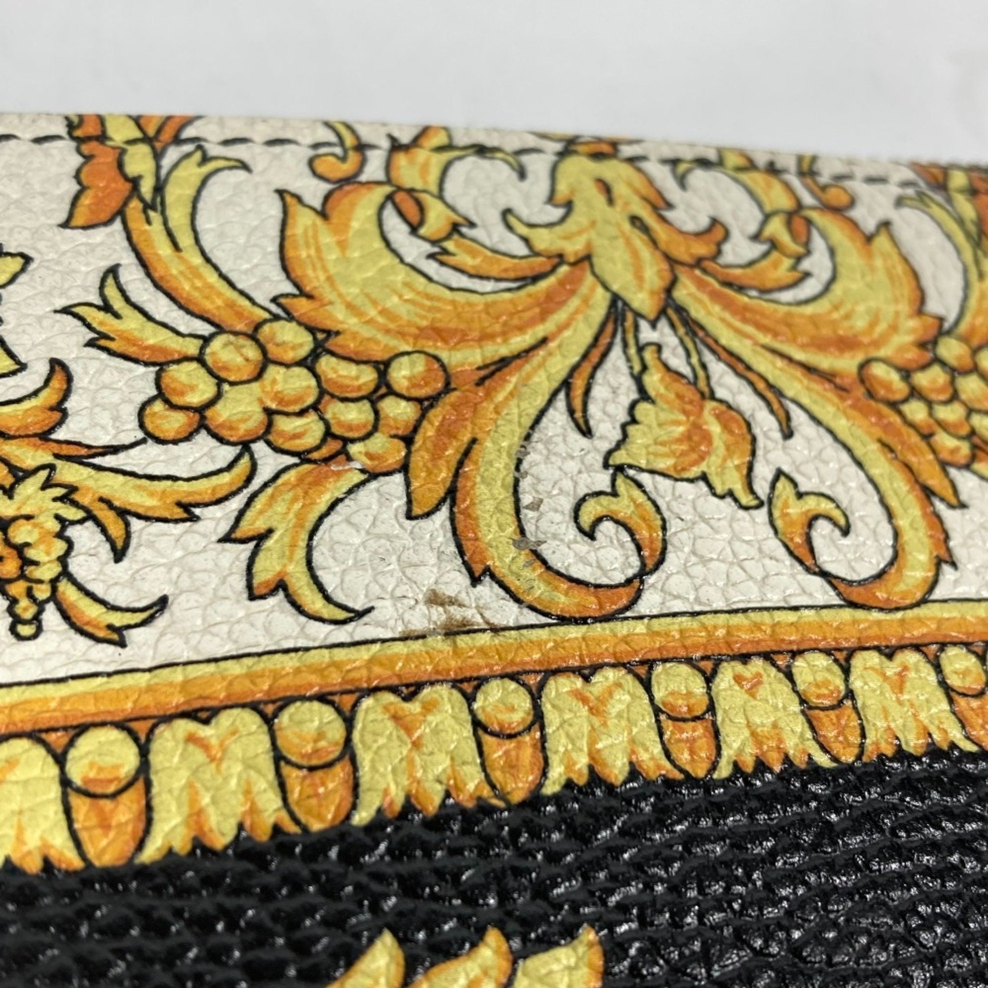 Versace Black Yellow Leather Clutch Bag Pouch (Pre-Owned)