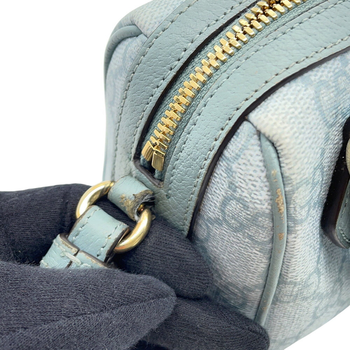 Gucci Light Blue Gg Supreme Leather Boston Bag Handbag Shoulder Bag (Pre-Owned)