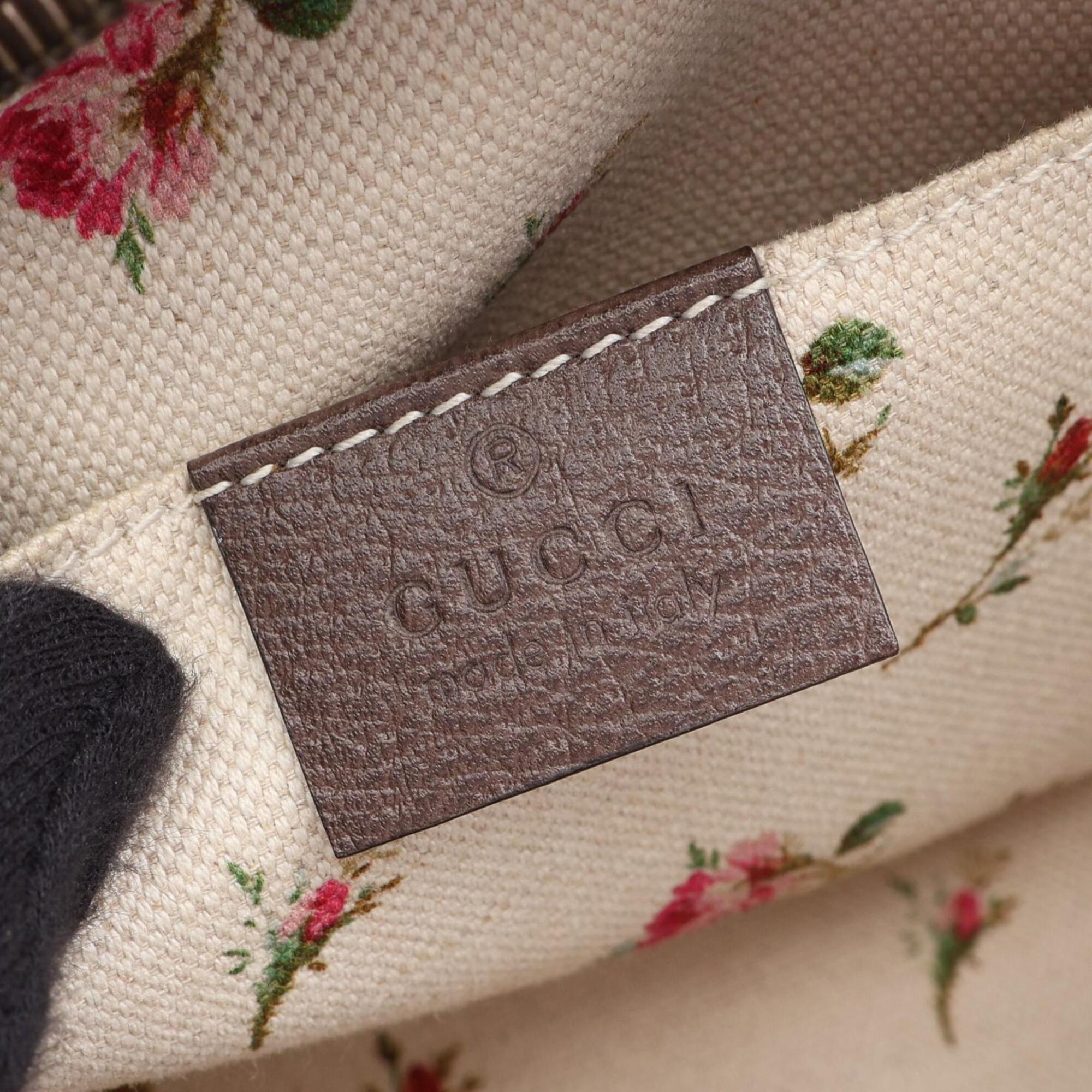 Gucci Sherry Line Beige Brown Multi-Color Coated Canvas Leather Handbag Shoulder Bag (Pre-Owned)