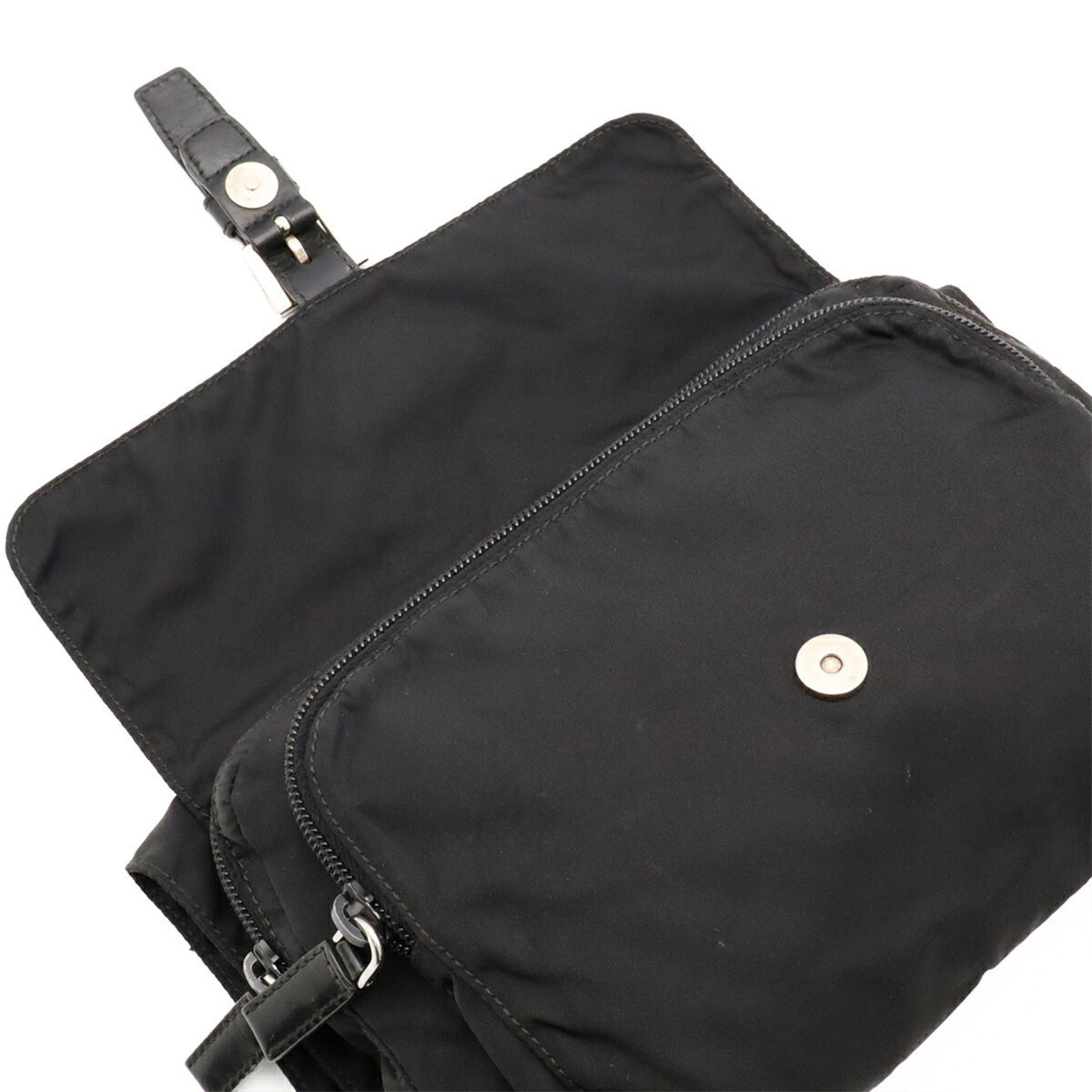 Prada Black Nero Nylon Leather Pochette Shoulder Bag (Pre-Owned)