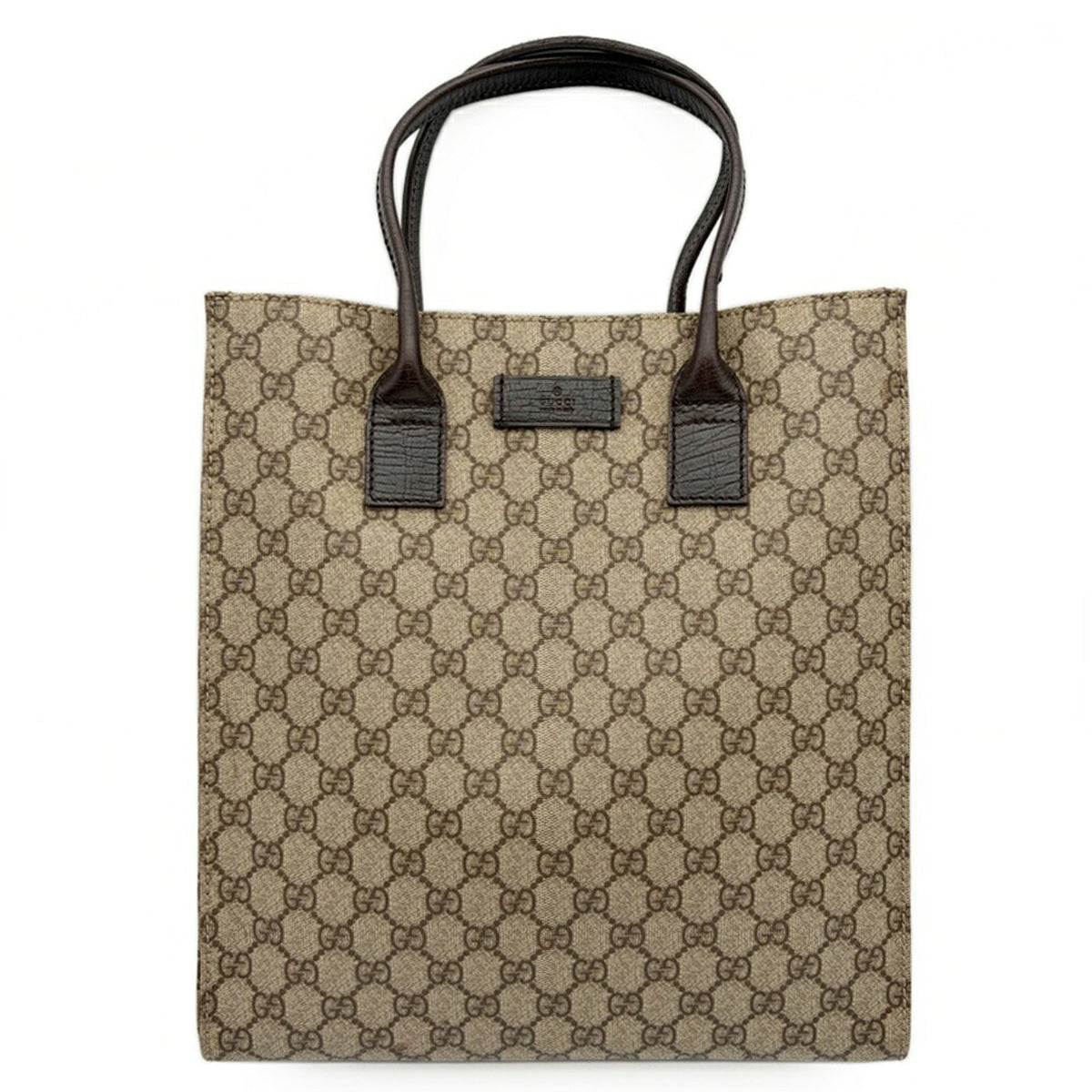 Gucci Beige Dark Brown Pvc Leather Tote Bag (Pre-Owned)