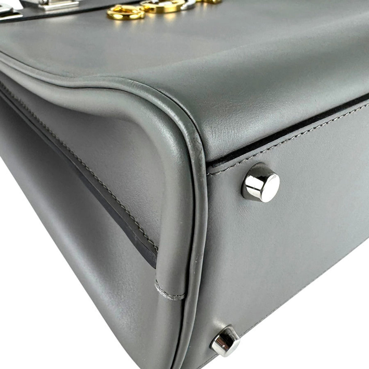 Gucci Gray Leather Handbag Shoulder Bag (Pre-Owned)