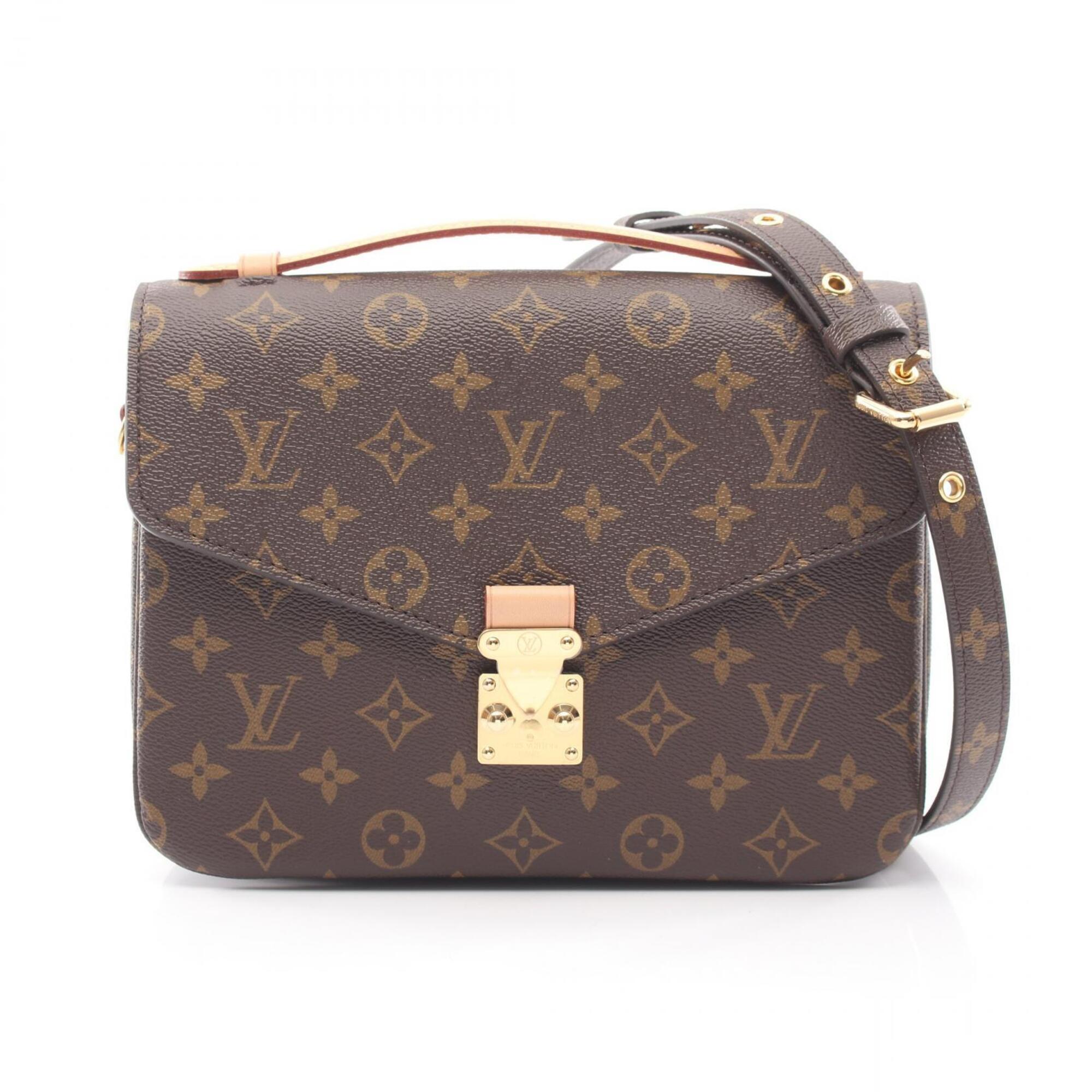 Louis Vuitton Brown Coated Canvas Leather Handbag Pochette (Pre-Owned)