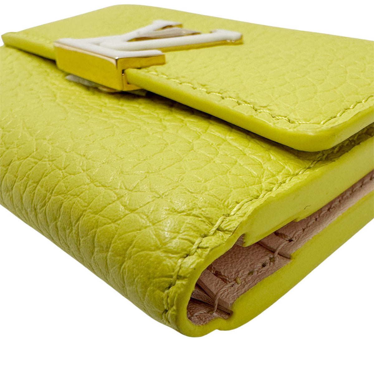 Louis Vuitton Taurillon Yellow Leather Wallet (Tri-Fold) (Pre-Owned)
