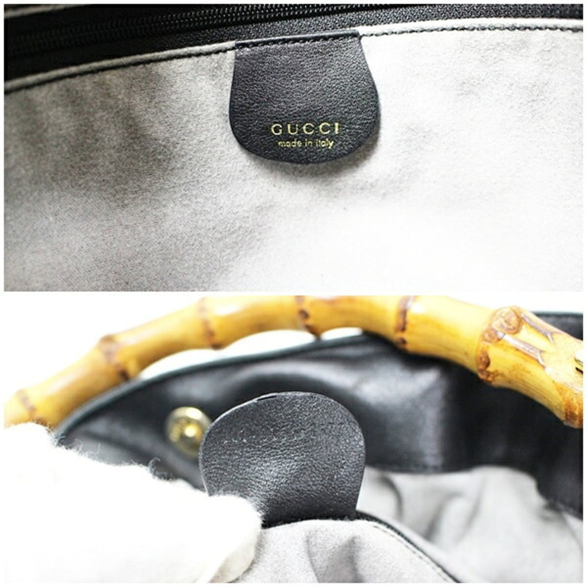 Gucci Black Gray Leather Shoulder Bag (Pre-Owned)