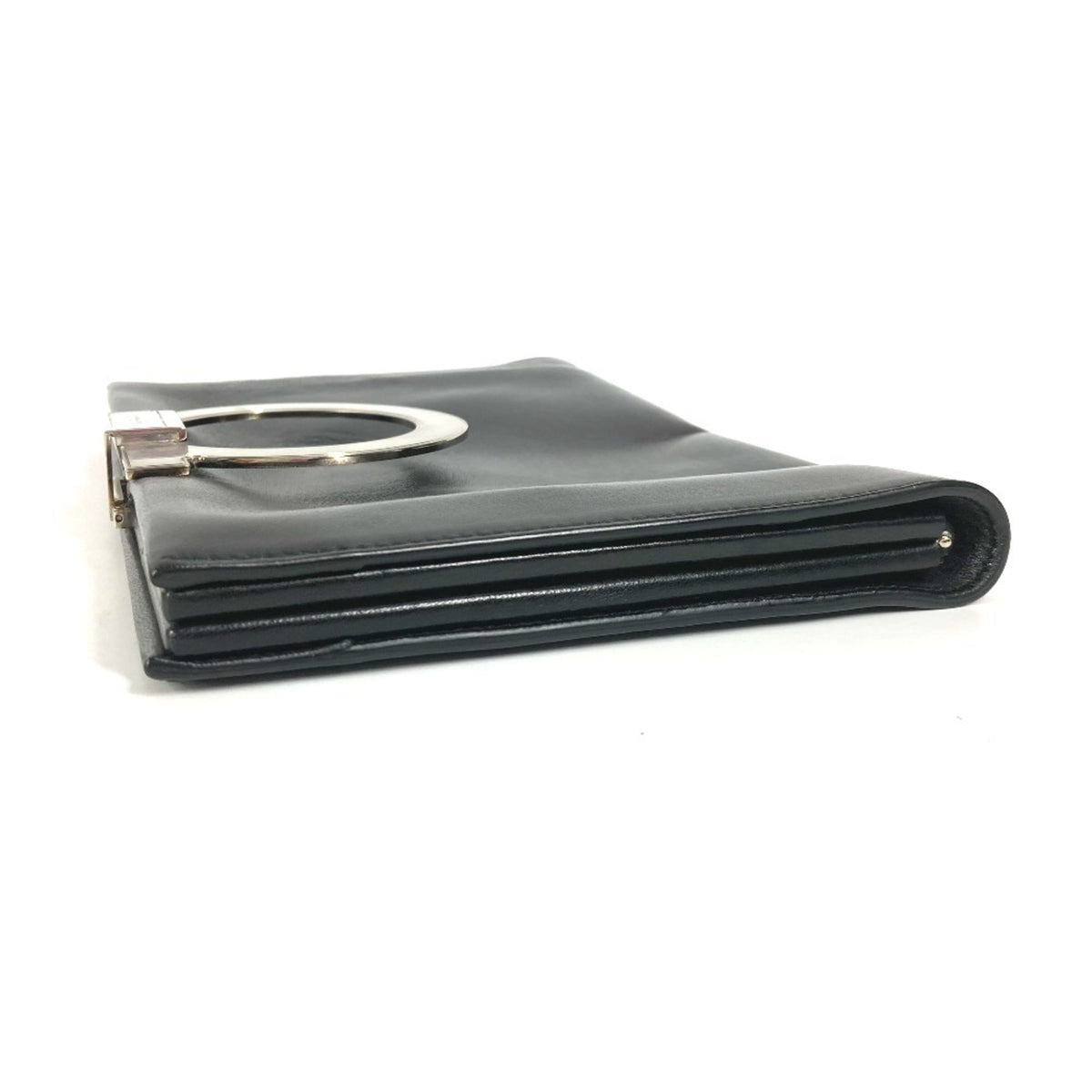 Salvatore Ferragamo Gancini Black Leather Clutch Bag (Pre-Owned)