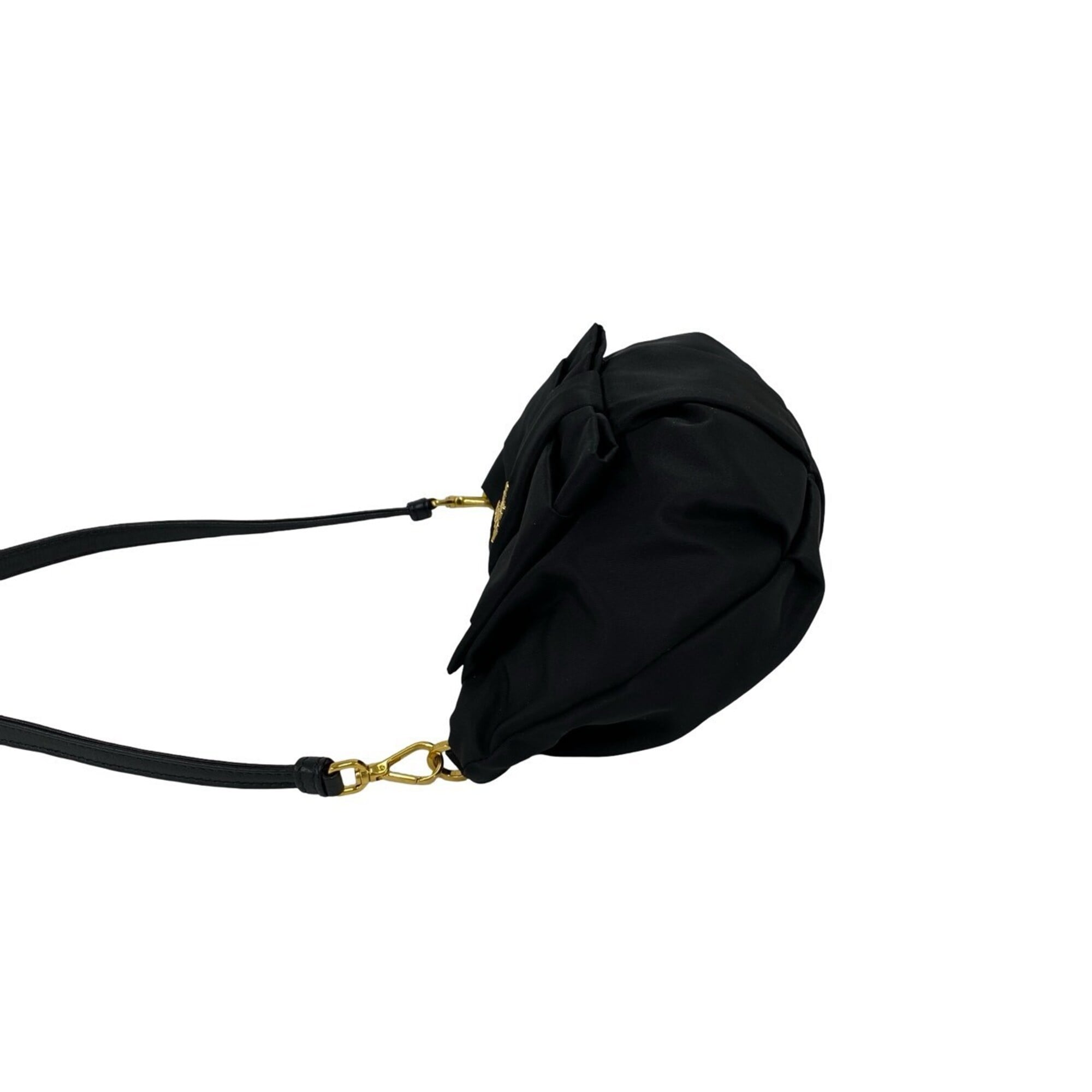 Prada Black Nylon Leather Handbag Shoulder Bag (Pre-Owned)
