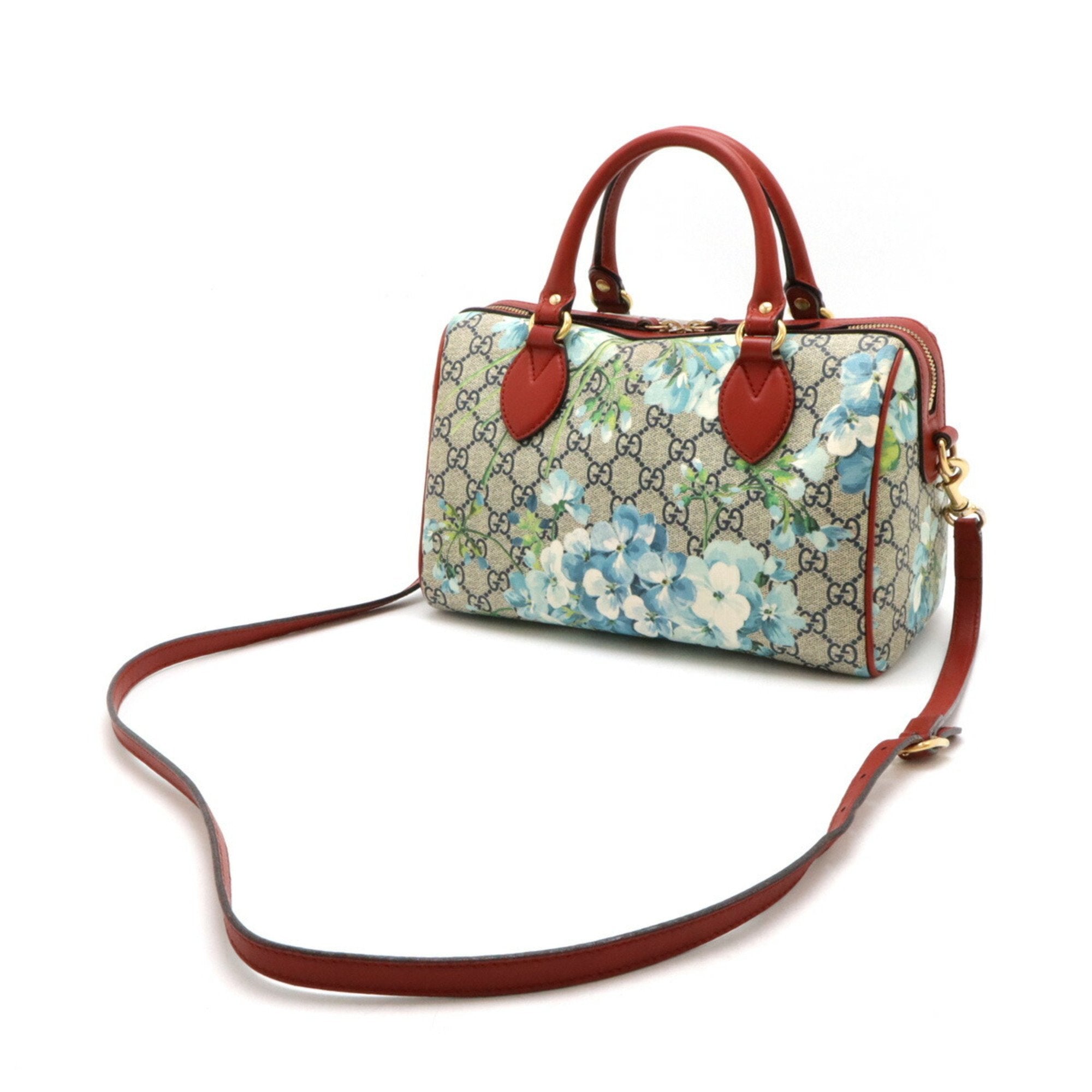 Gucci Beige Blue Multi-Color Red Color Pvc Leather Boston Bag Handbag Shoulder Bag (Pre-Owned)