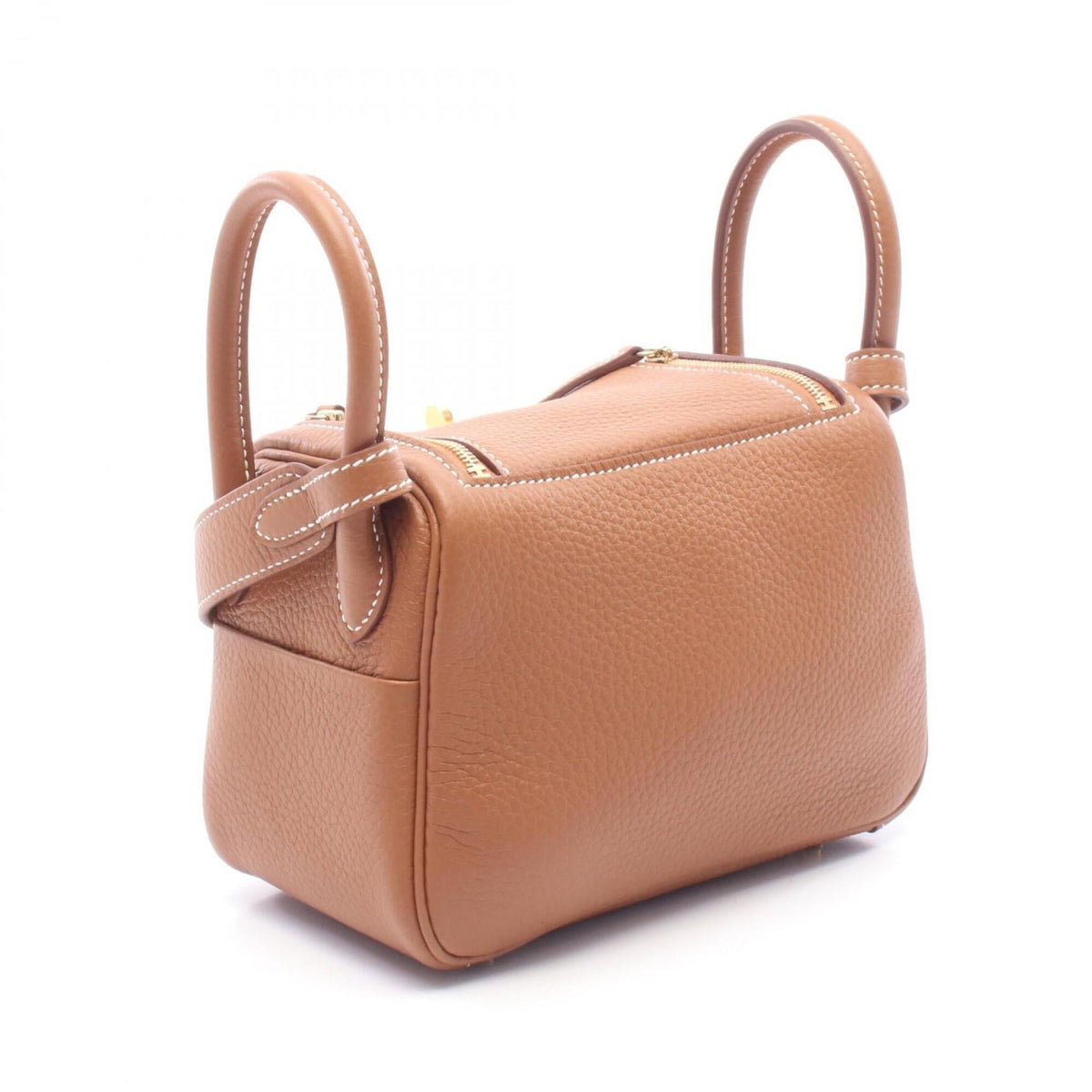 Hermes Brown Gold Taurillon Clemence Leather Leather Handbag Shoulder Bag (Pre-Owned)