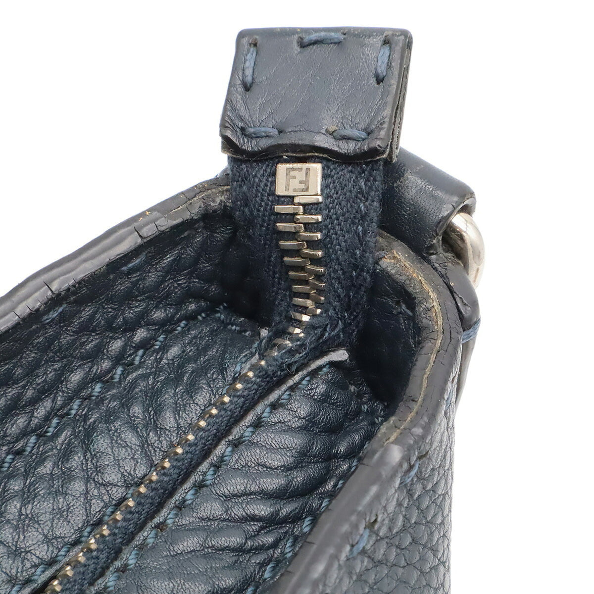Fendi Selleria Navy Leather Shoulder Bag Tote Bag (Pre-Owned)