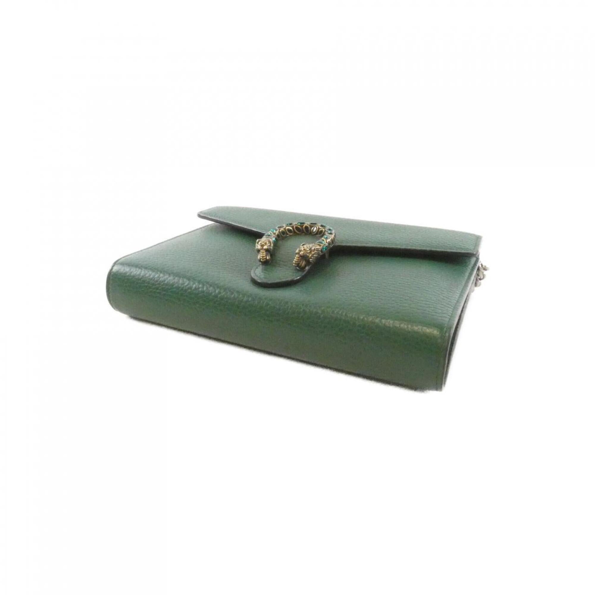 Gucci Emerald Green Leather Chain/Shoulder Wallet (Pre-Owned)