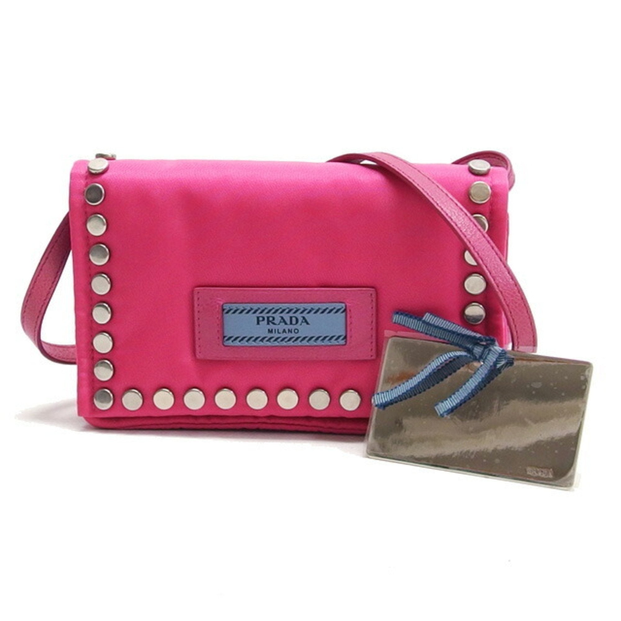 Prada Pink Nylon Clutch Bag Pochette Shoulder Bag (Pre-Owned)