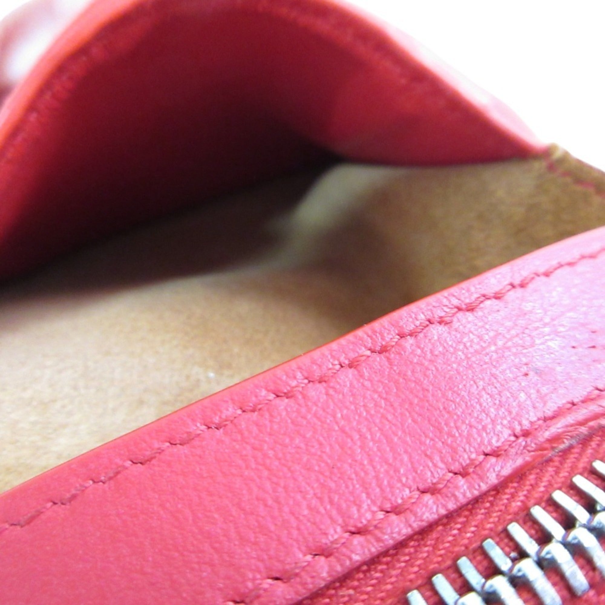 Bottega Veneta Pink Red Color Leather Wallet (Bi-Fold) (Pre-Owned)