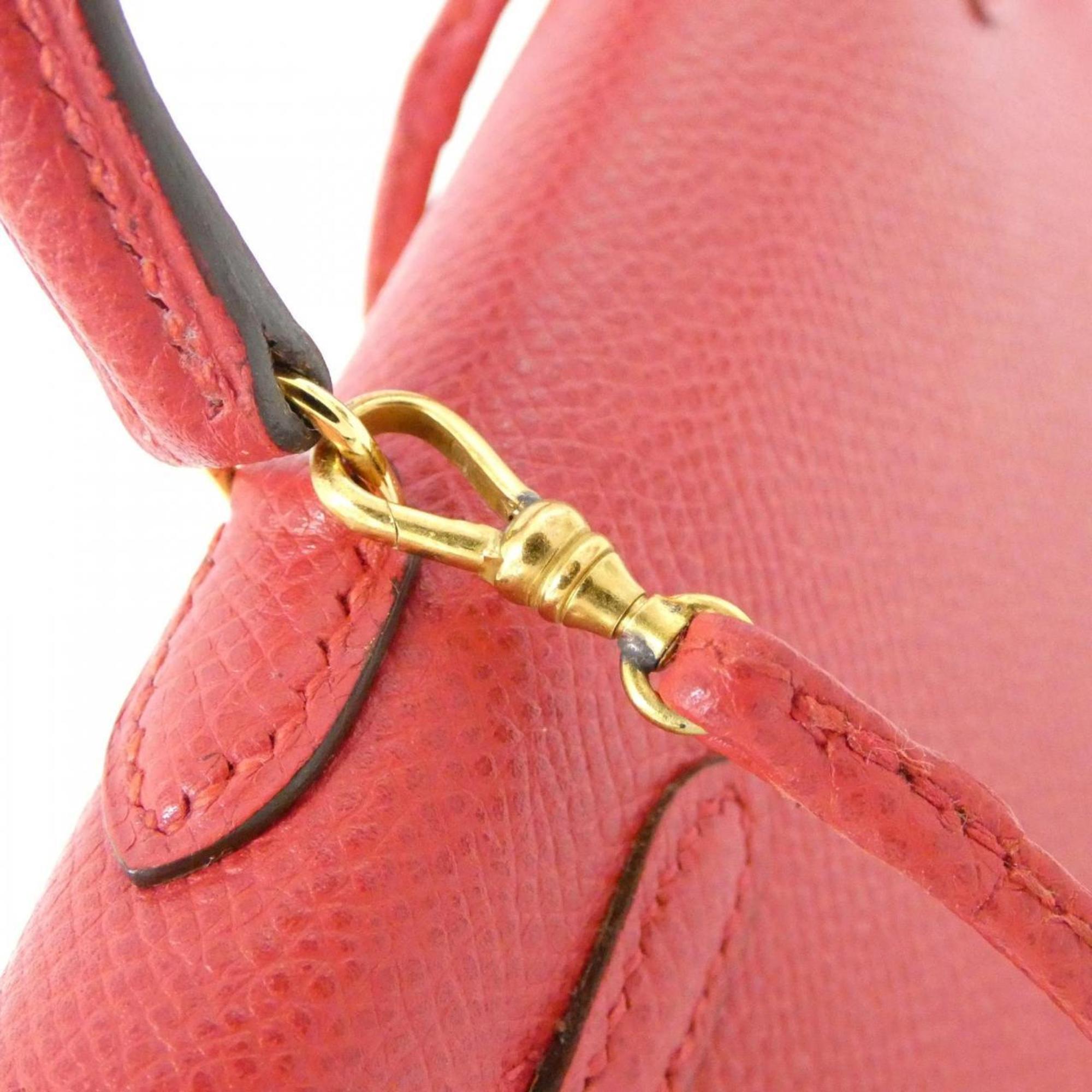 Hermes Rouge Vif Courchevel Leather Handbag (Pre-Owned)