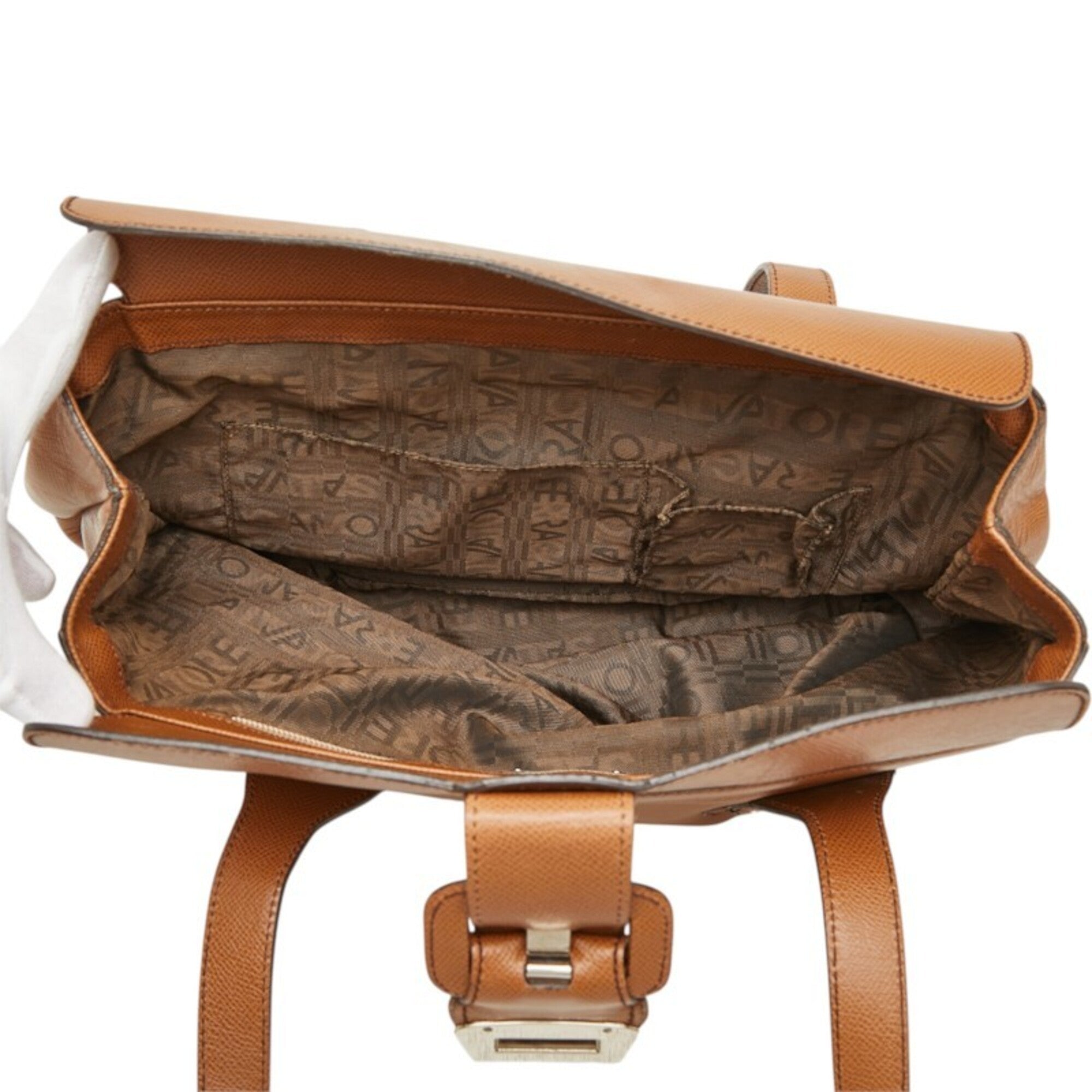 Salvatore Ferragamo Brown Leather Shoulder Bag Tote Bag (Pre-Owned)