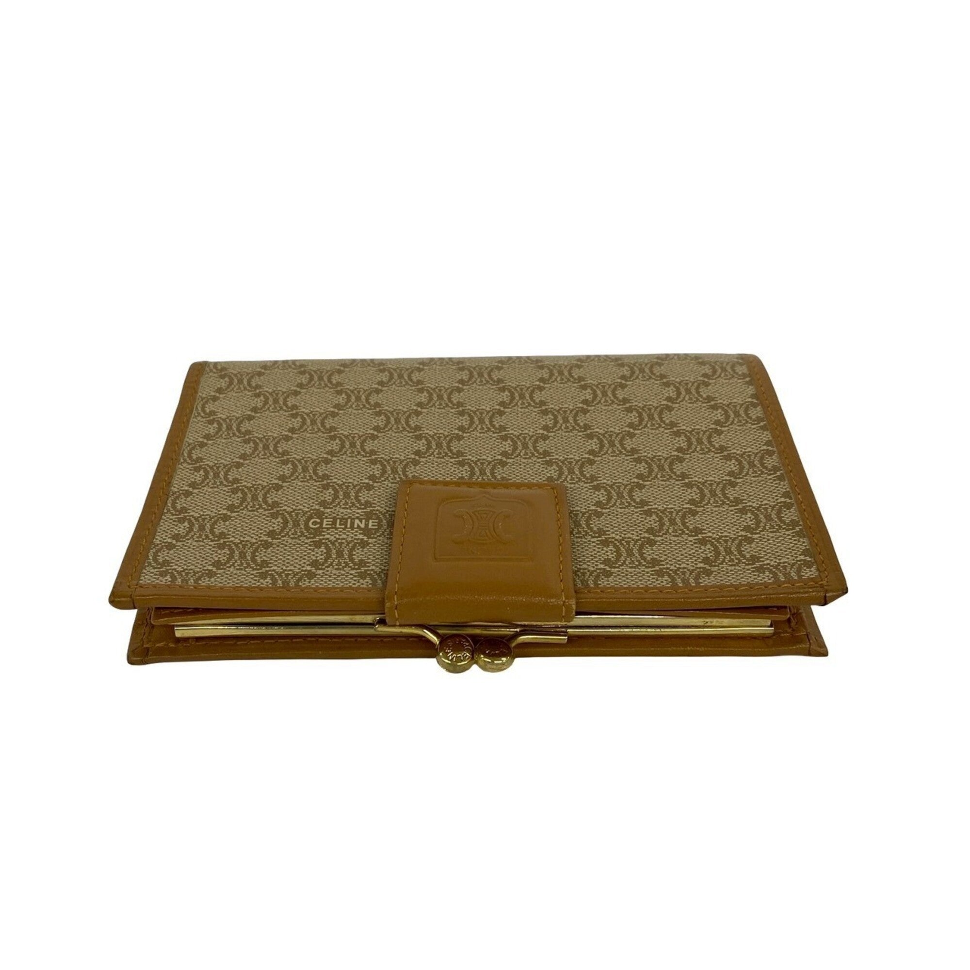 Celine Beige Brown Leather Pvc Wallet (Bi-Fold) (Pre-Owned)