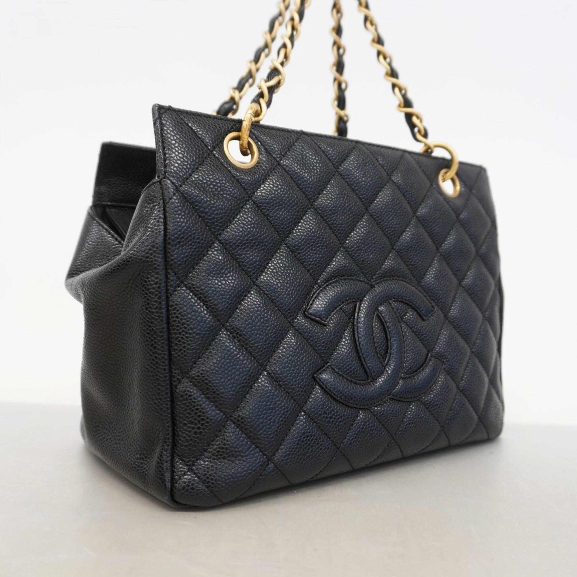 Chanel Black Grained Calfskin Tote Bag (Pre-Owned)