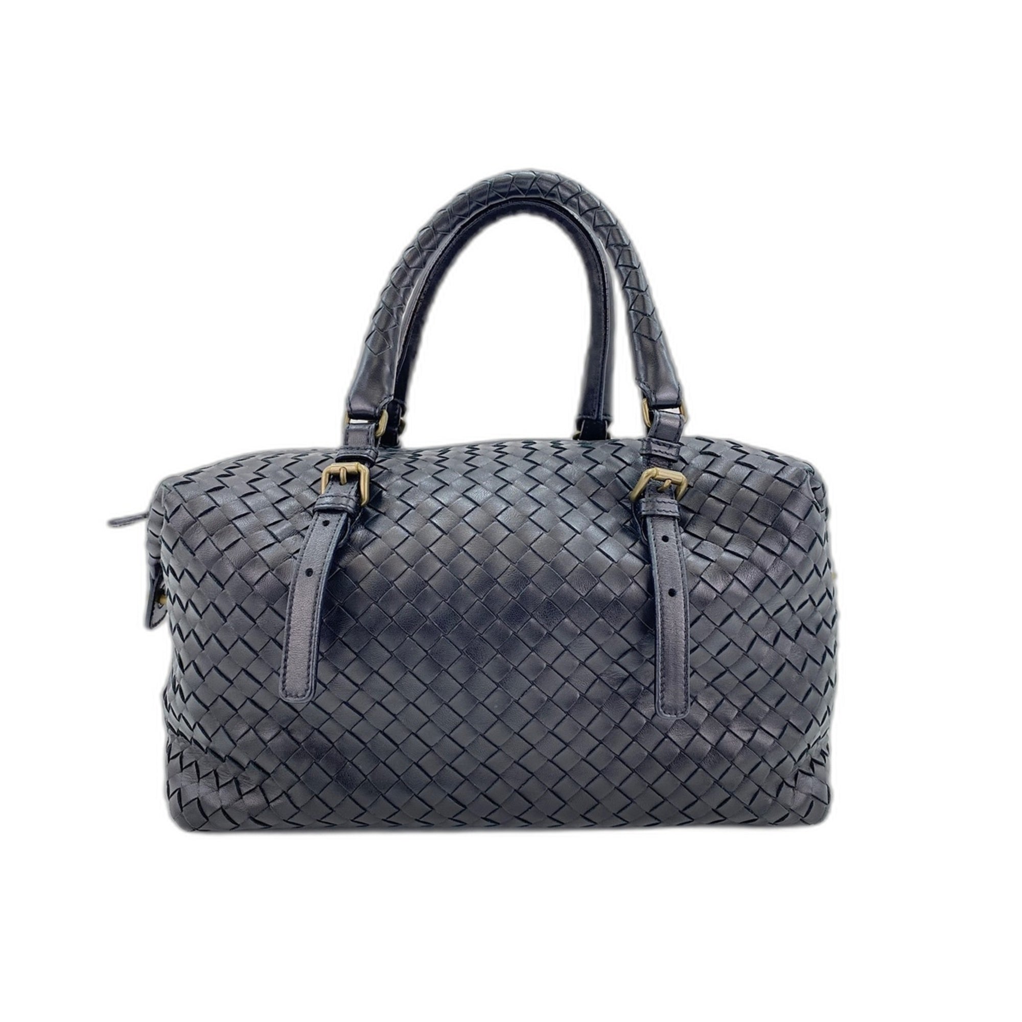 Bottega Veneta Black Boston Bag Handbag (Pre-Owned)