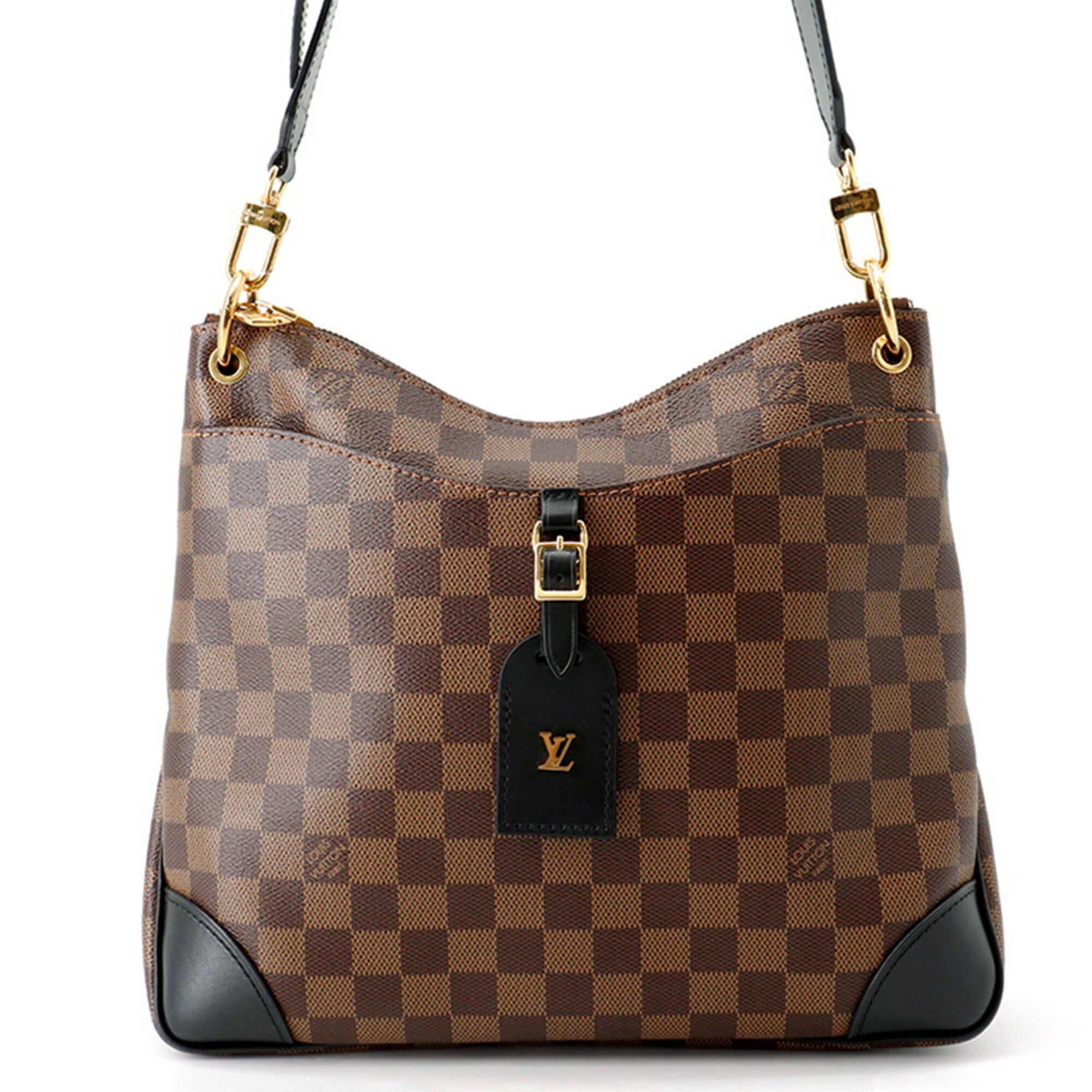 Louis Vuitton Black Damier Canvas Ebene Noir Exotic Leather Handbag Shoulder Bag (Pre-Owned)
