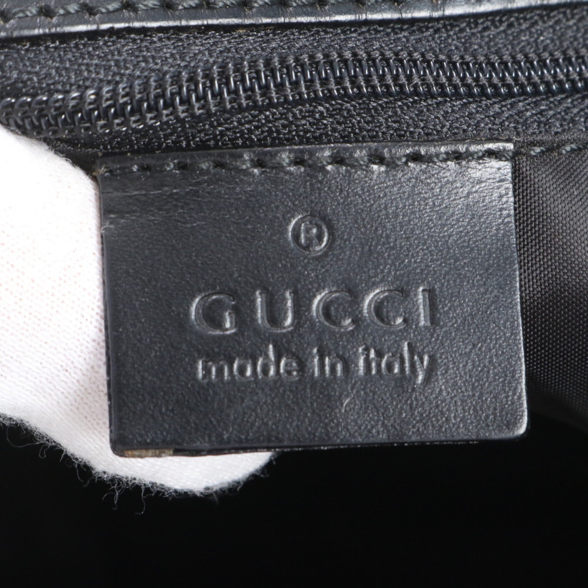 Gucci Black Leather Canvas Handbag Shoulder Bag Tote Bag (Pre-Owned)