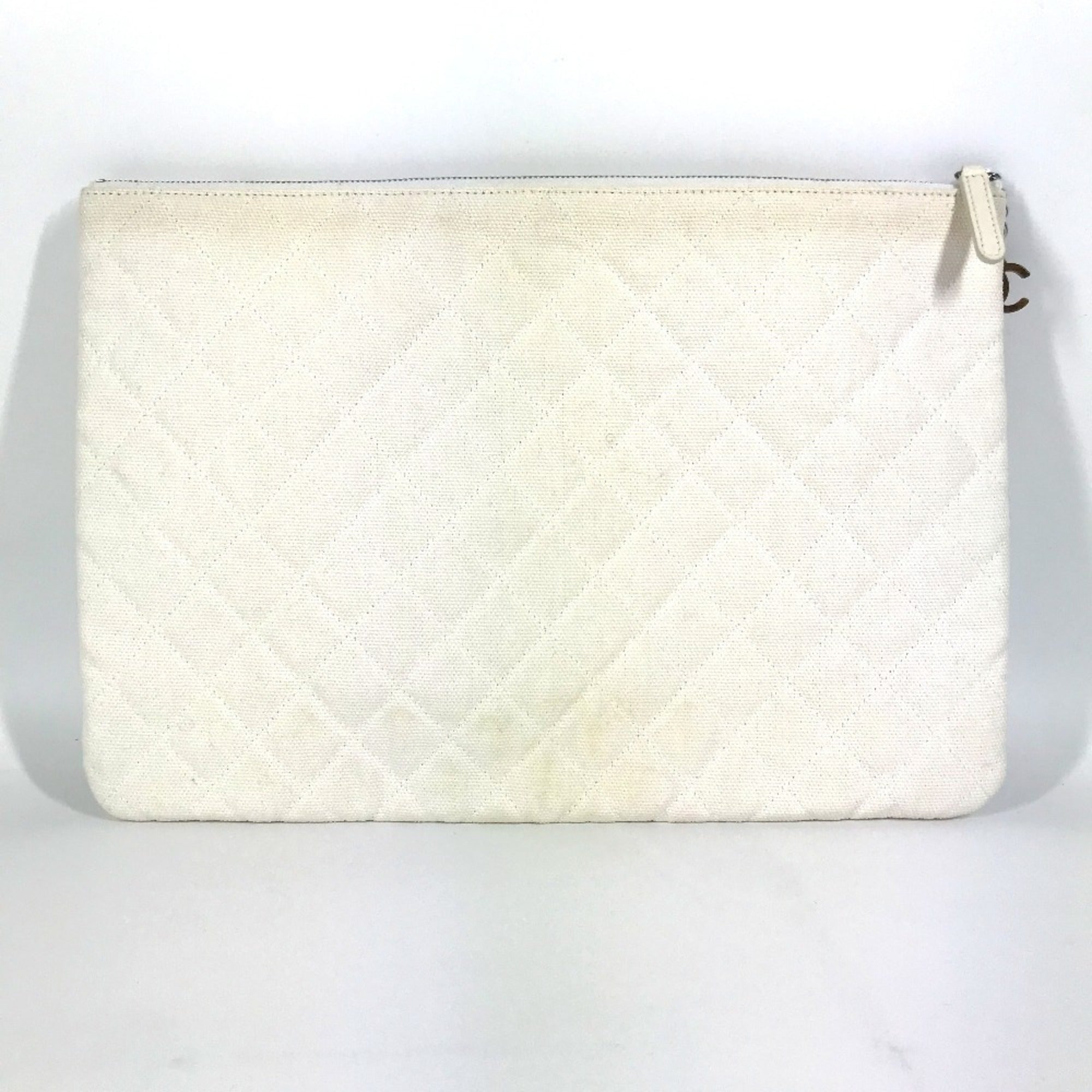 Chanel Blue Pink White Canvas Clutch Bag Pouch (Pre-Owned)