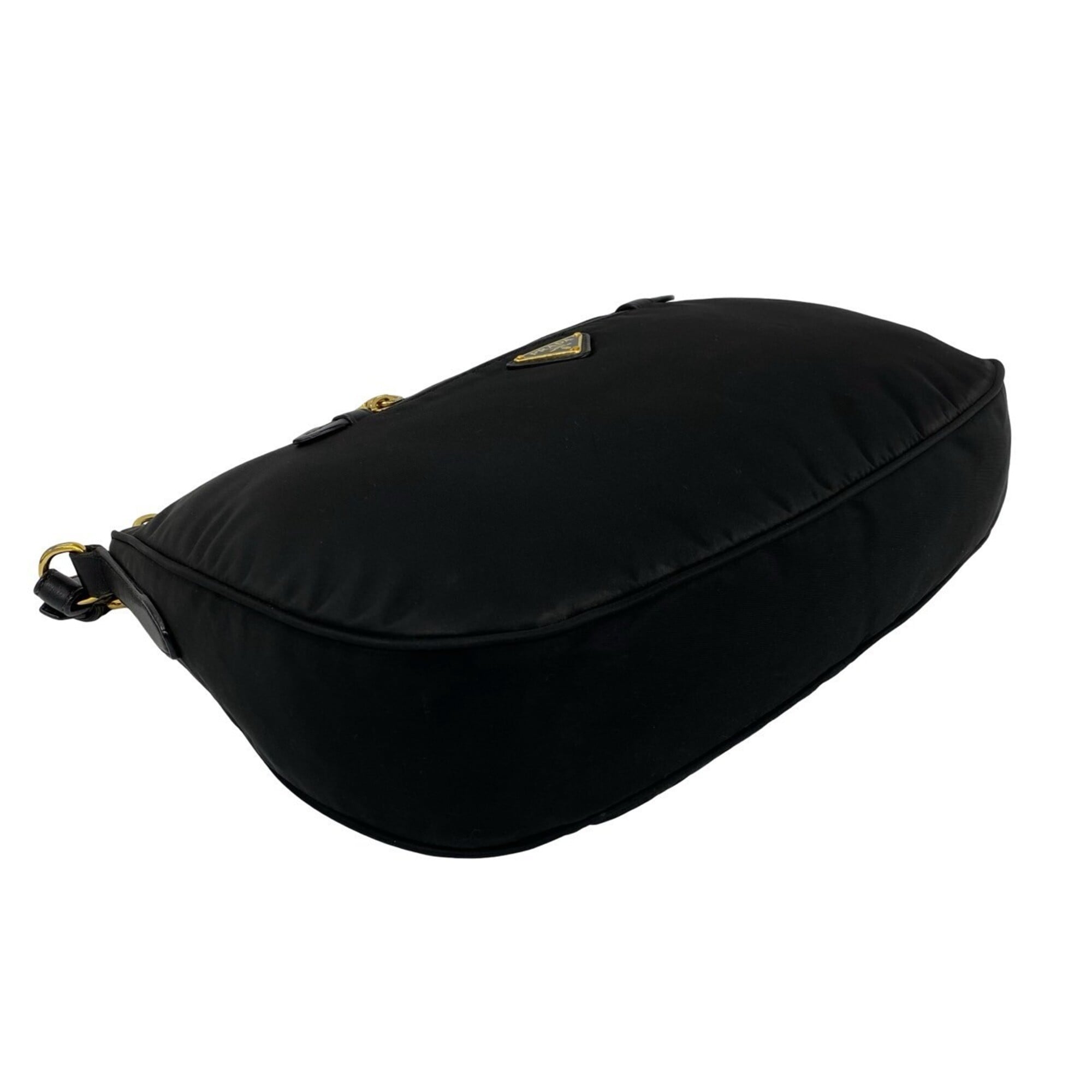 Prada Black Nylon Leather Handbag Shoulder Bag (Pre-Owned)