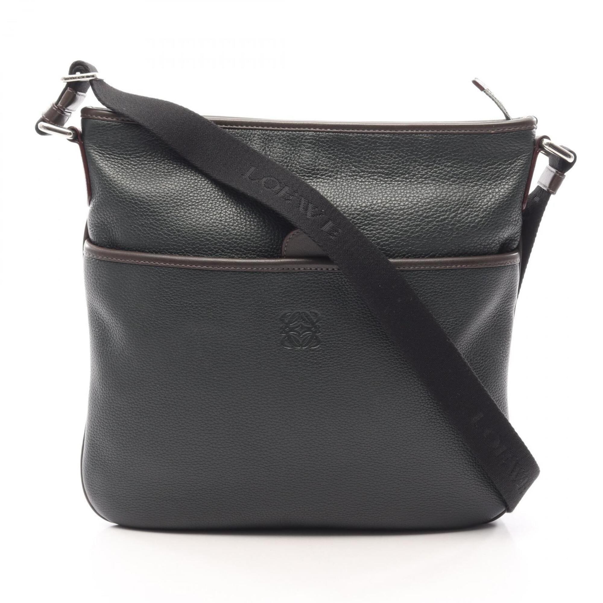 Loewe Brown Green Leather Handbag Shoulder Bag (Pre-Owned)