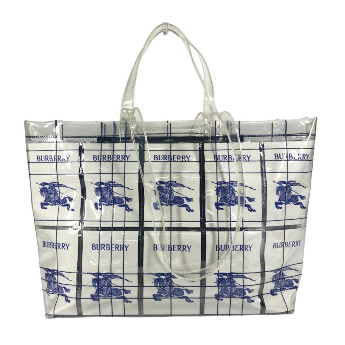 Burberry Blue Clear Yellow Vinyl Shoulder Bag Tote Bag (Pre-Owned)