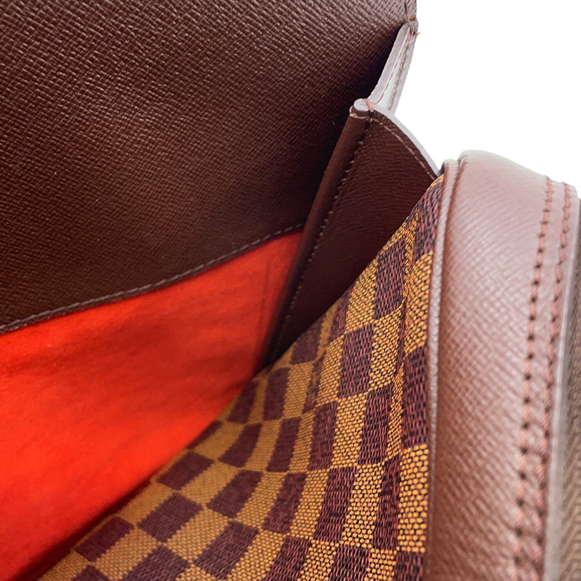 Louis Vuitton Damier Canvas Ebene Red Color Exotic Leather Handbag (Pre-Owned)