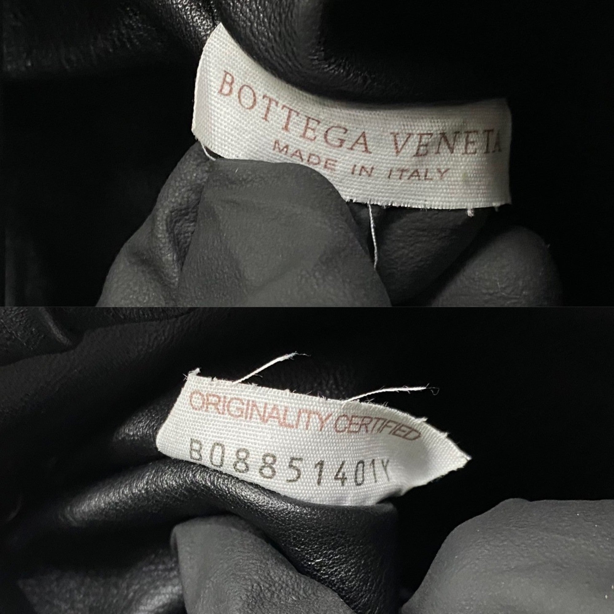 Bottega Veneta Black Silver Leather Handbag Pouch Shoulder Bag (Pre-Owned)