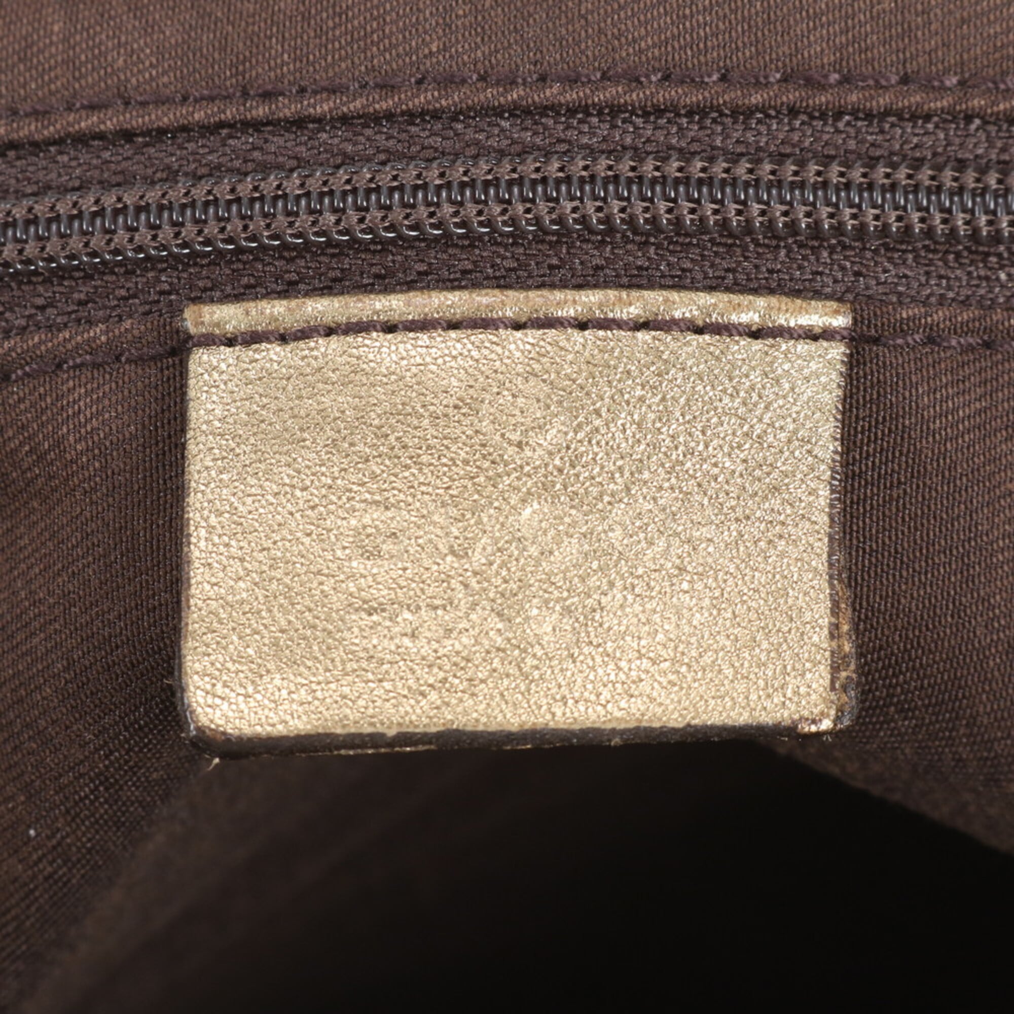 Gucci Brown Gold Leather Canvas Handbag Shoulder Bag Tote Bag (Pre-Owned)