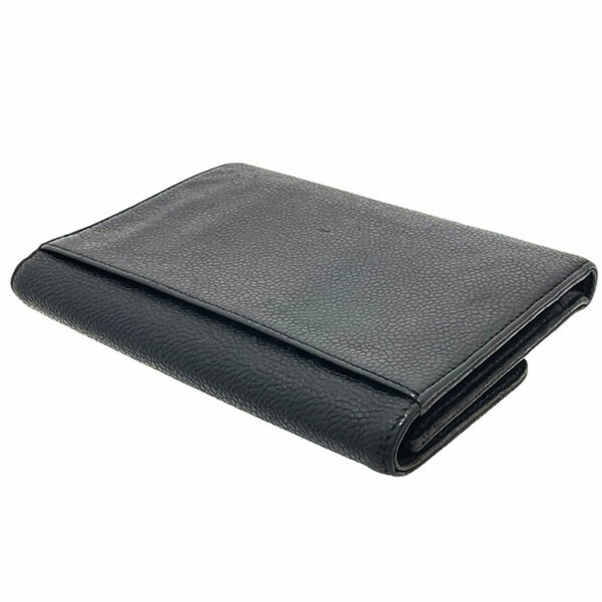 Chanel Black Grained Calfskin Wallet (Tri-Fold) (Pre-Owned)