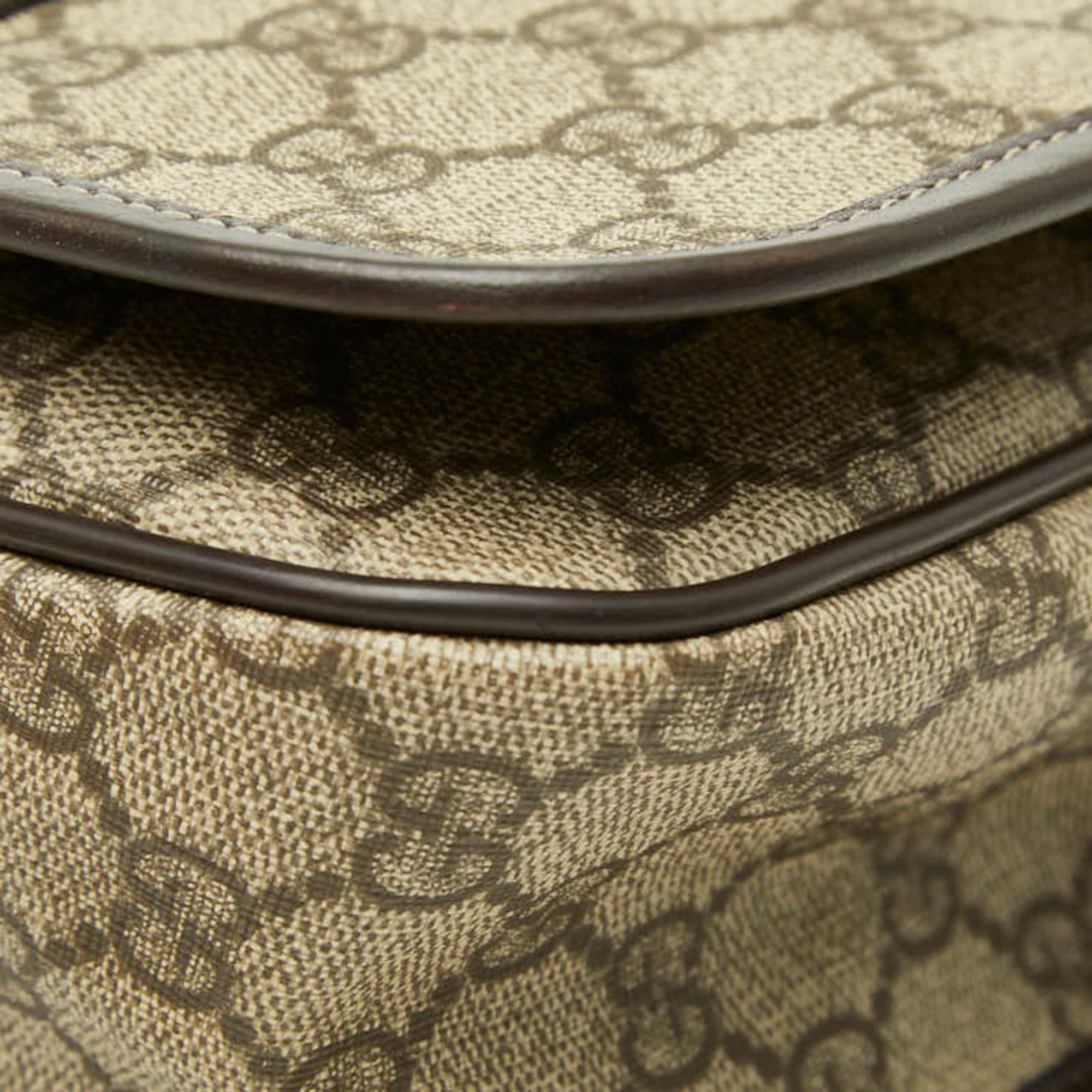 Gucci Beige Brown Leather Pvc Messenger Bag (Pre-Owned)