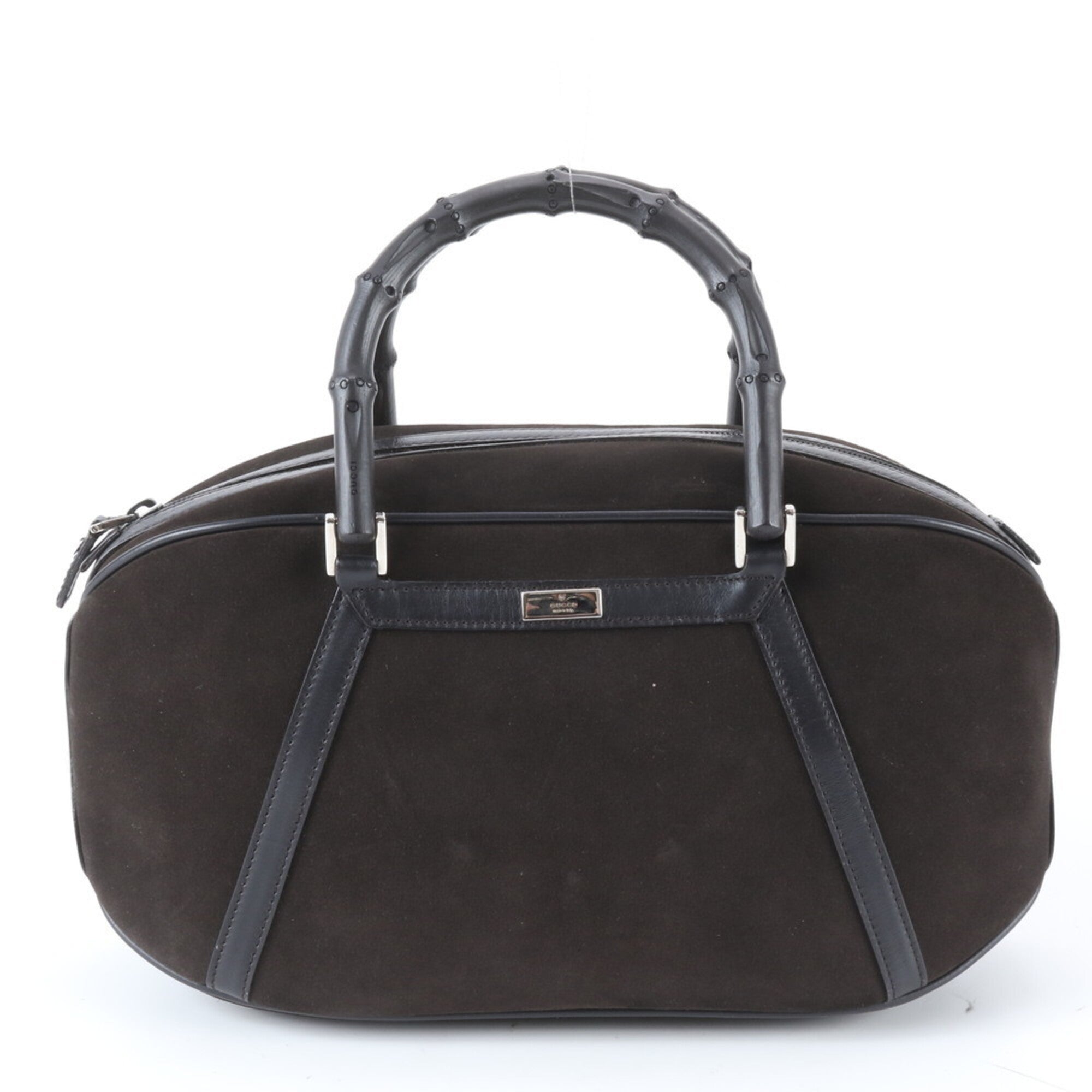 Gucci Bamboo Black Leather Handbag Tote Bag (Pre-Owned)