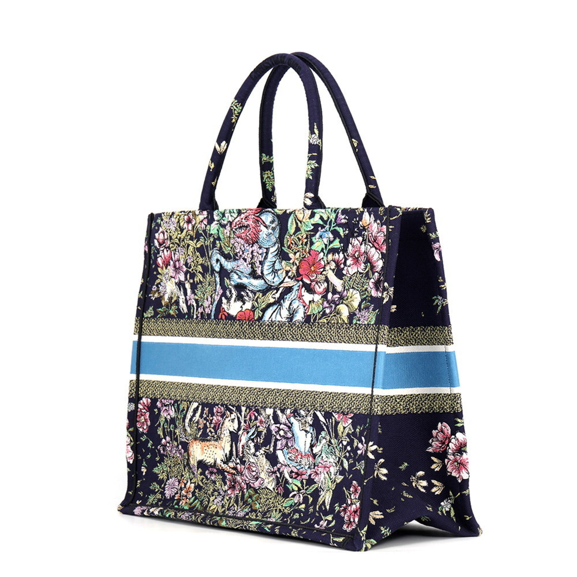 Christian Dior Multi-Color Navy Canvas Handbag Tote Bag (Pre-Owned)