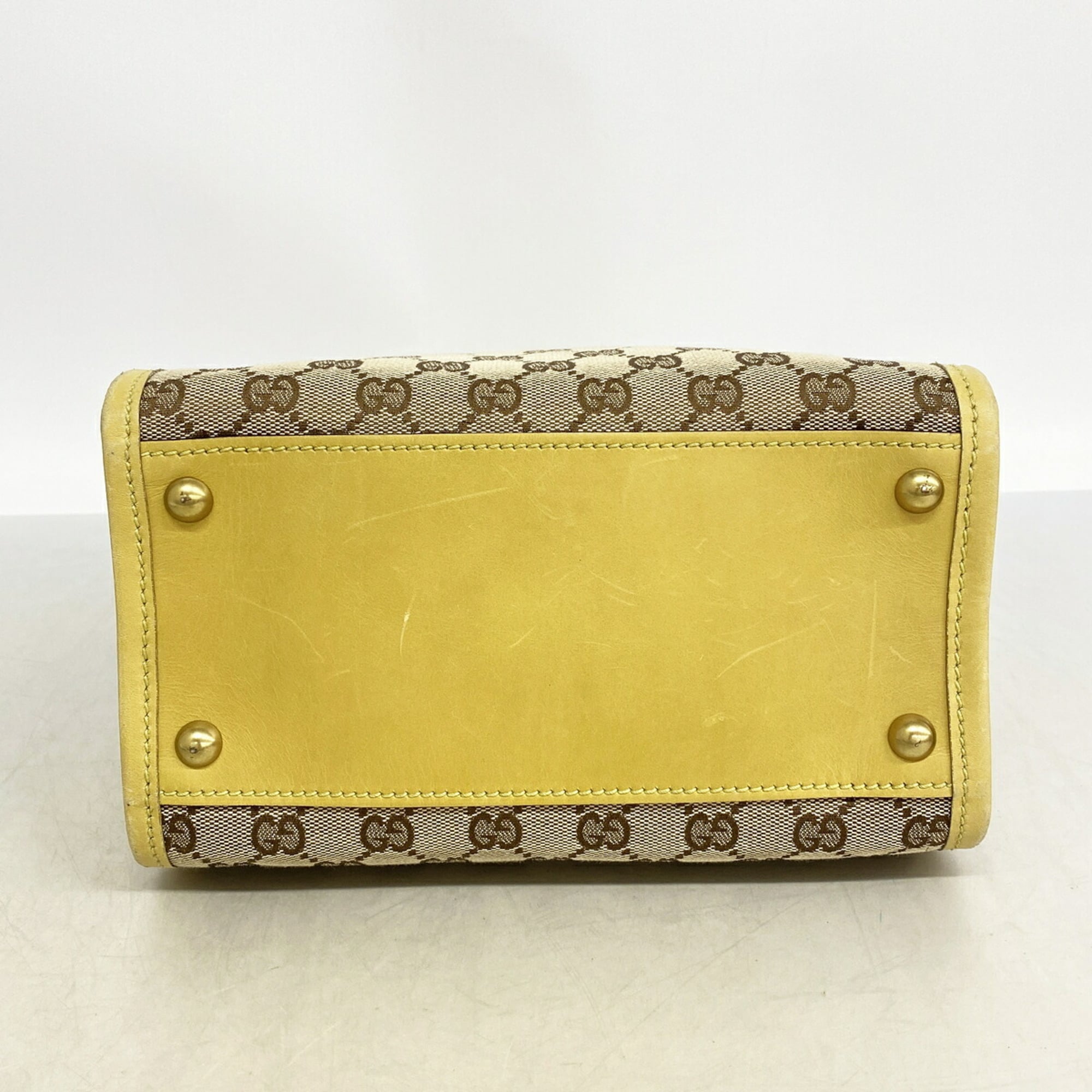 Gucci Brown Yellow Canvas Tote Bag (Pre-Owned)