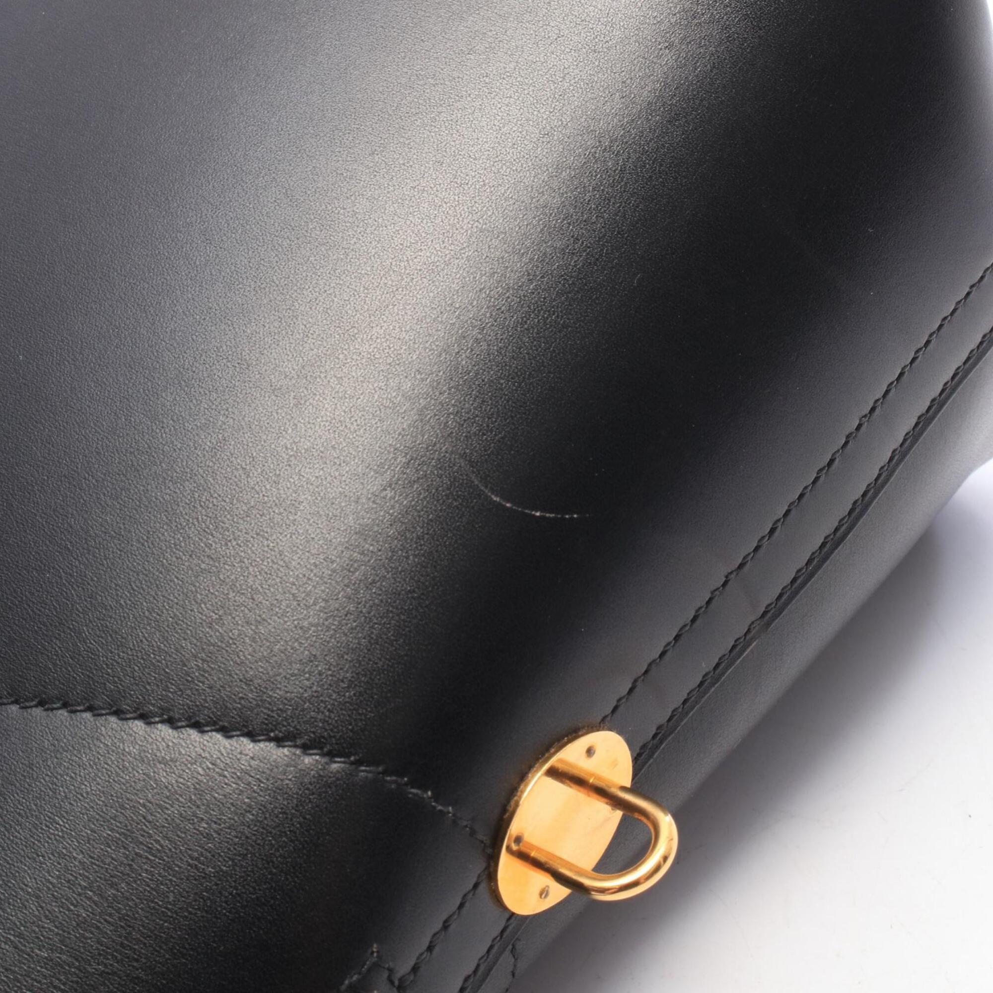 Hermes Black Box Calf Leather Leather Handbag (Pre-Owned)