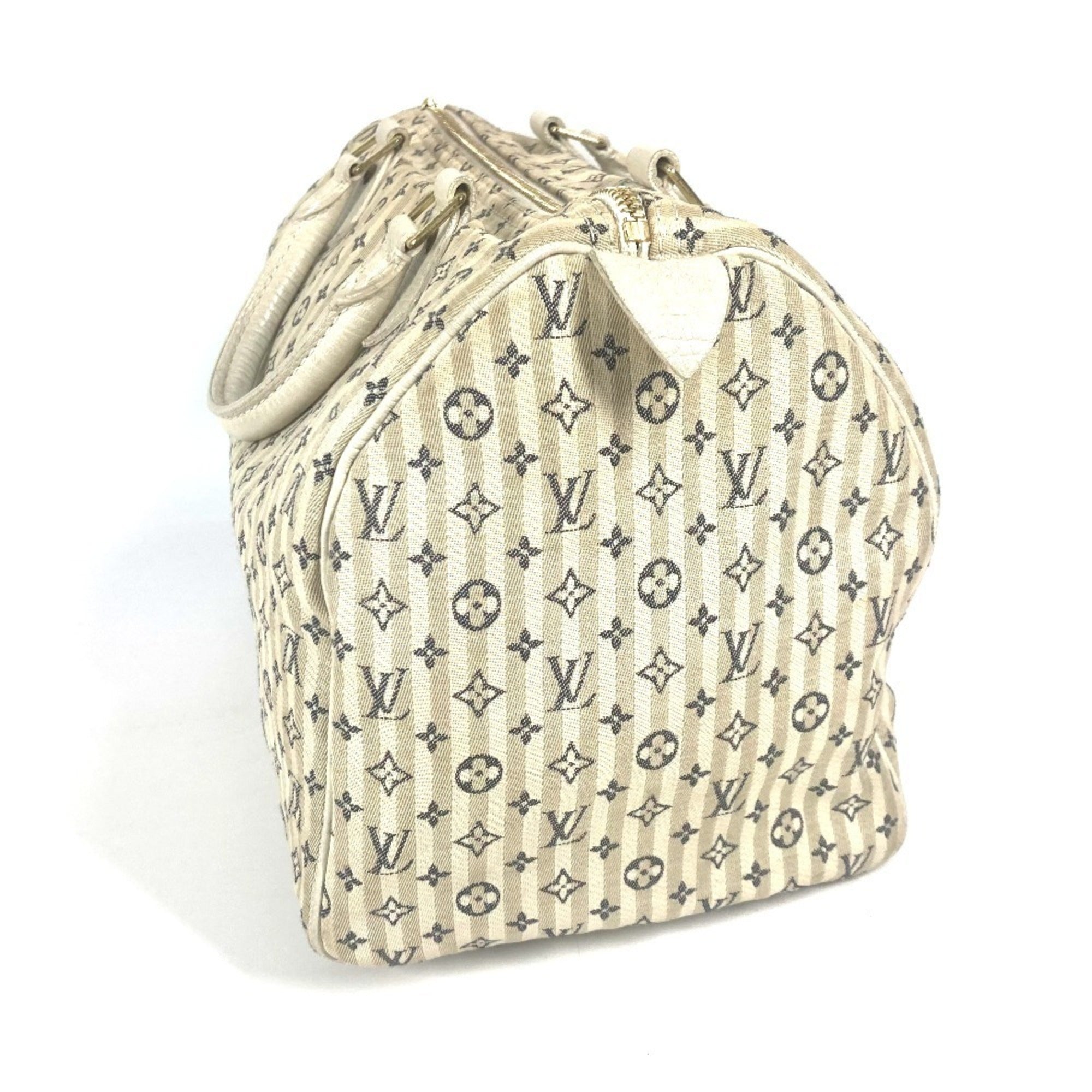 Louis Vuitton Monogram Mini Lin Navy White Monogram Mini Lin Boston Bag Handbag (Pre-Owned)