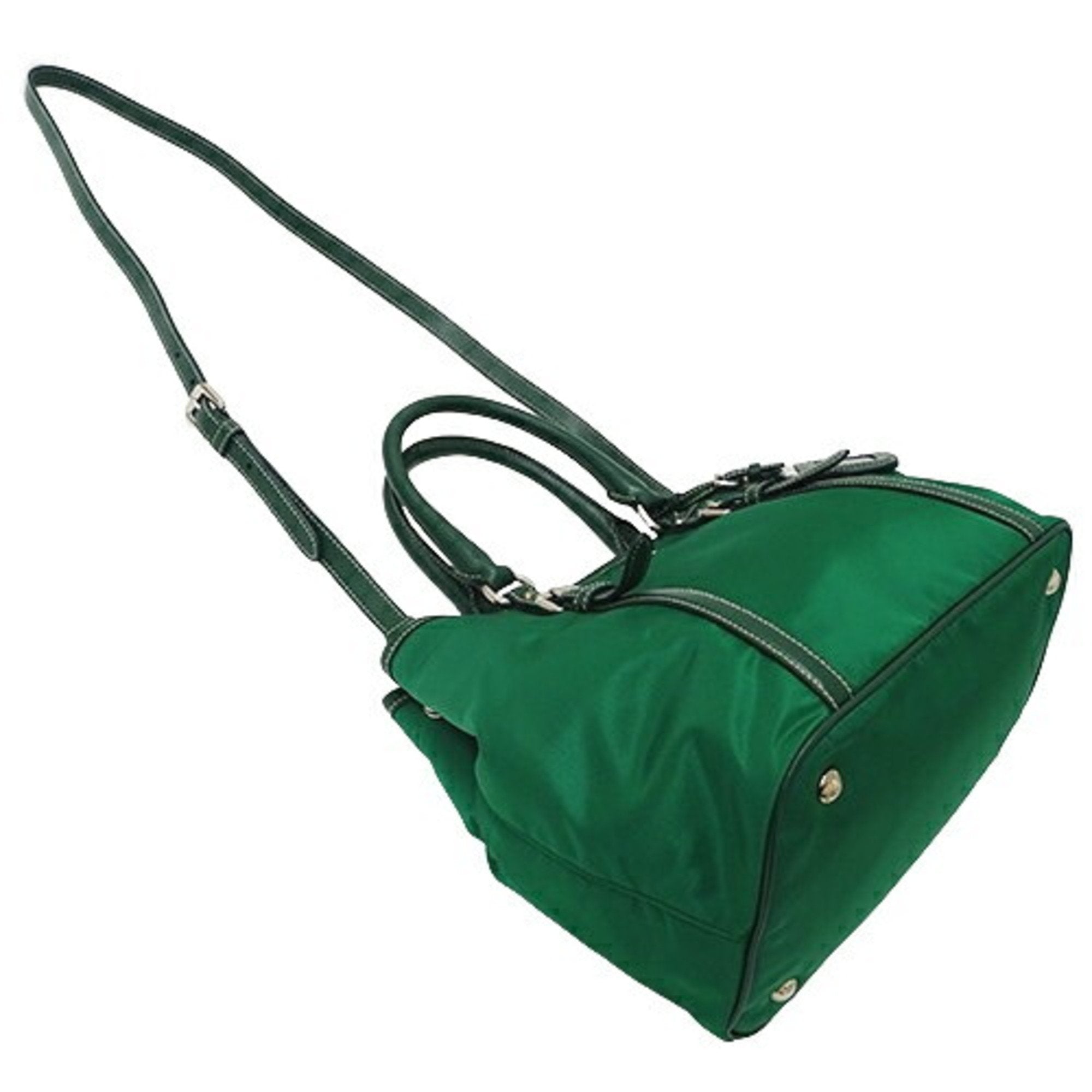 Prada Green Nylon Handbag Shoulder Bag (Pre-Owned)