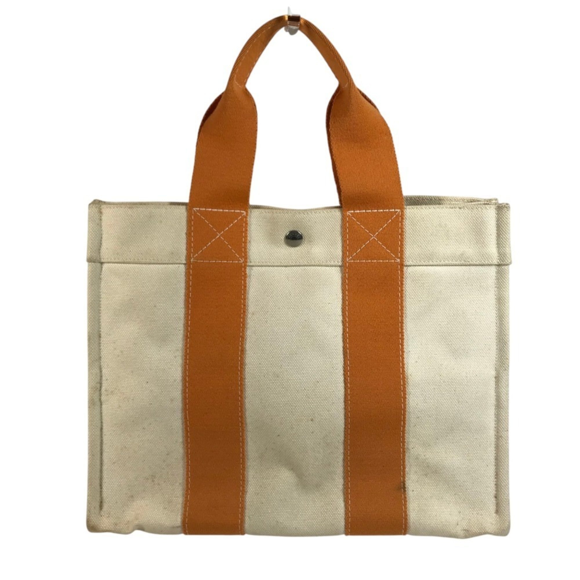 Hermes Ivory Orange Cotton Handbag Tote Bag (Pre-Owned)