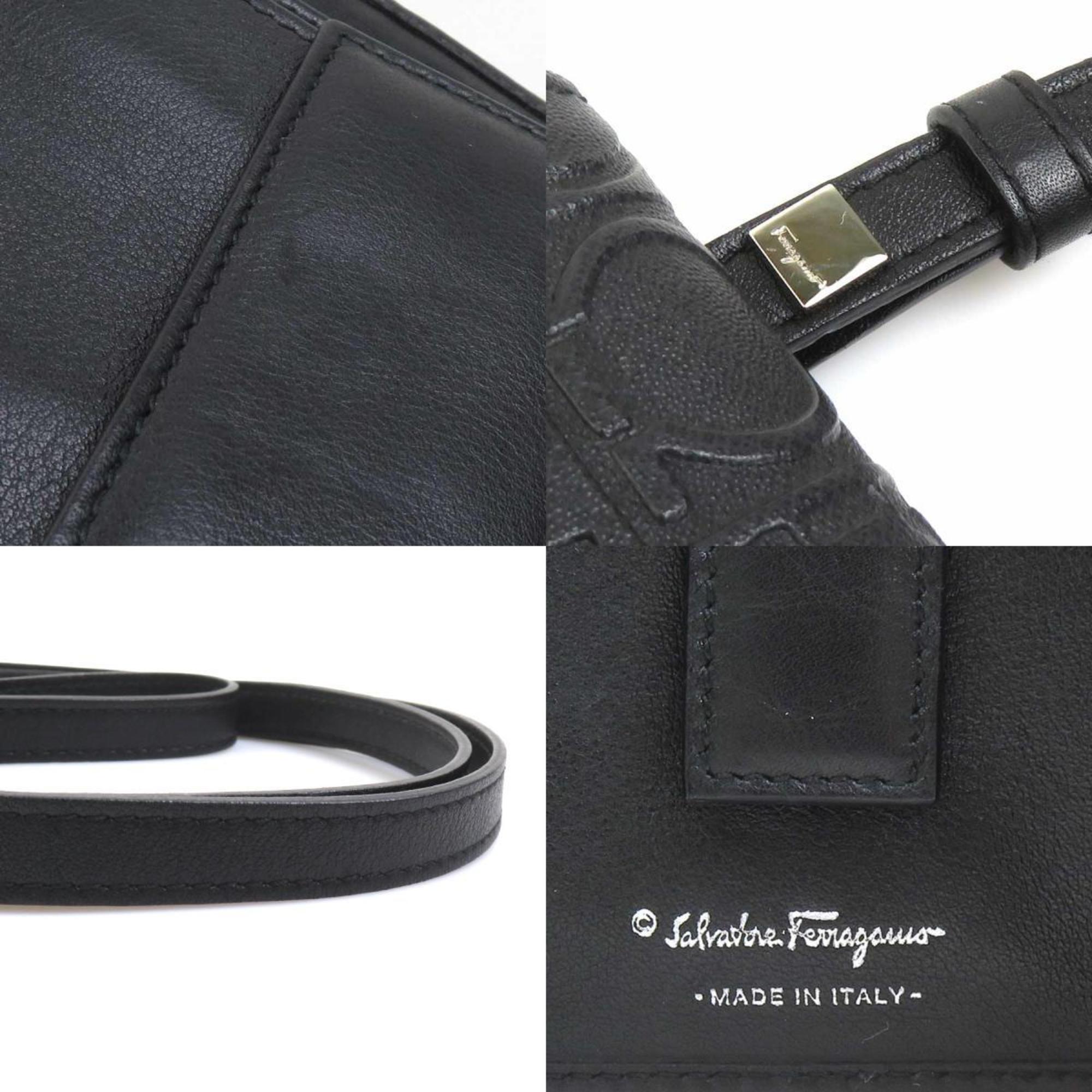 Salvatore Ferragamo Black Leather Wallet (Tri-Fold) (Pre-Owned)