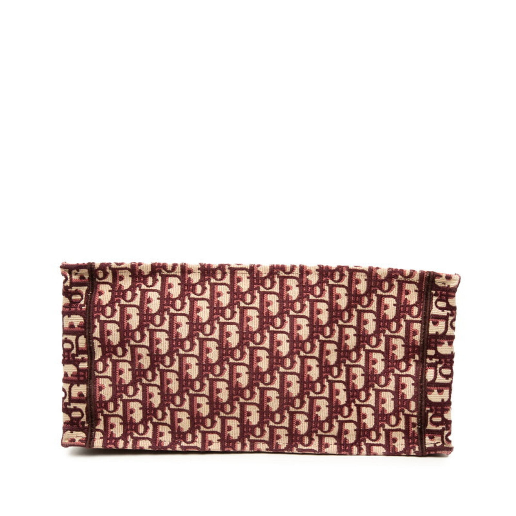 Christian Dior Beige Red Color Wine Canvas Shoulder Bag Tote Bag (Pre-Owned)