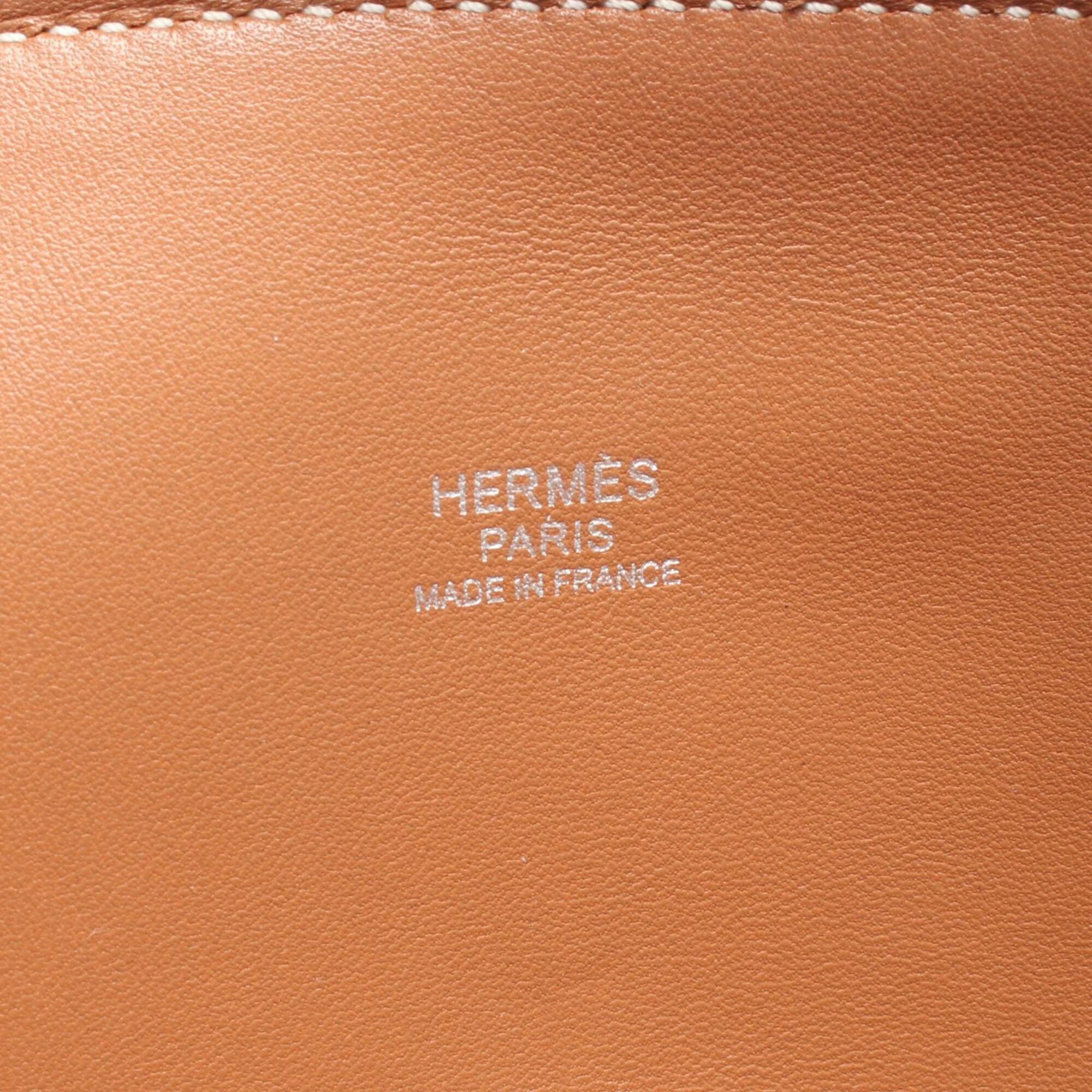 Hermes Gold Taurillon Clemence Leather Leather Handbag (Pre-Owned)