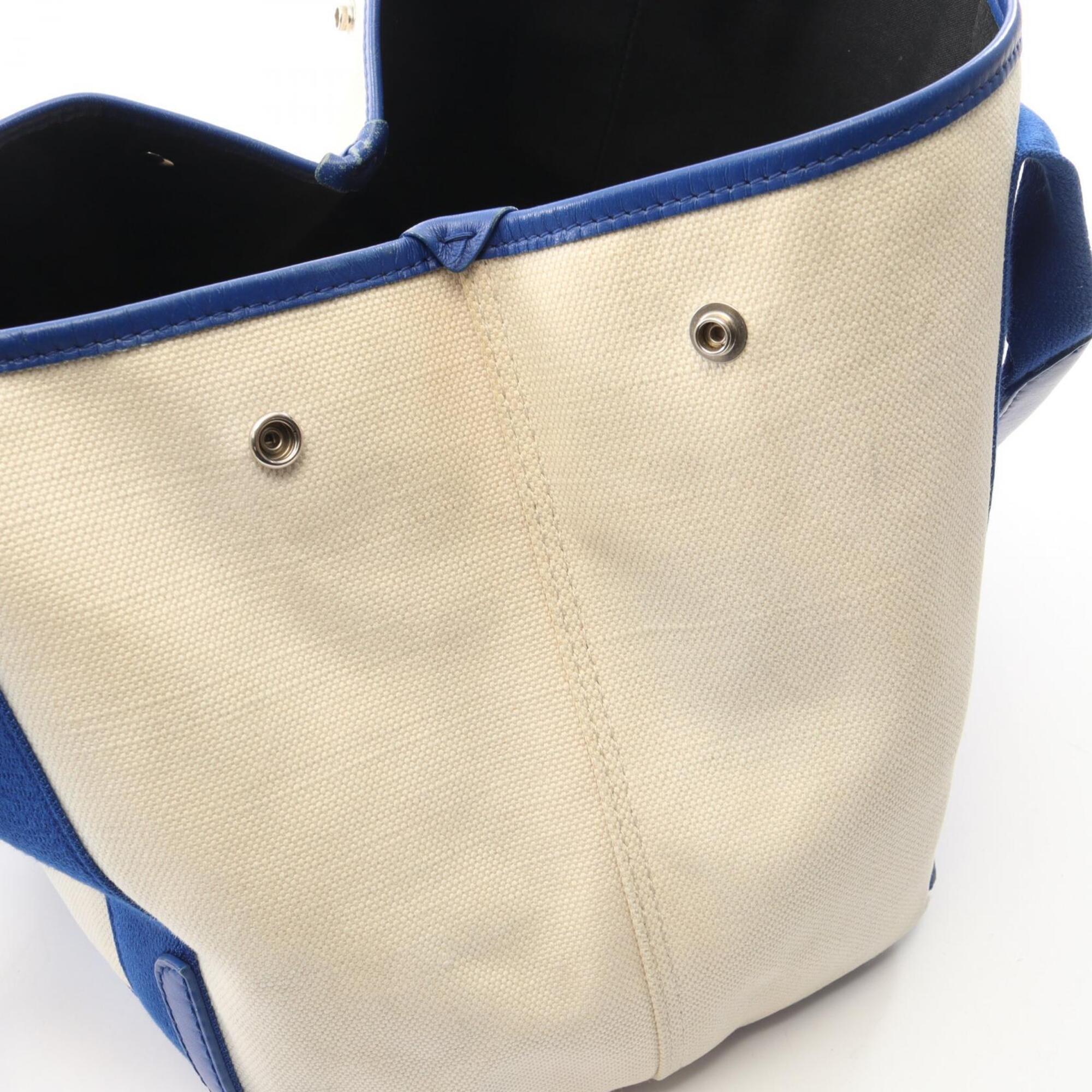 Balenciaga Blue White Canvas Leather Handbag Pouch Tote Bag (Pre-Owned)