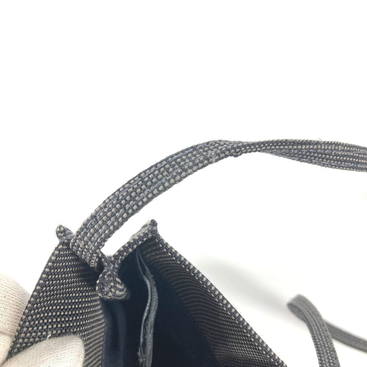 Hermes Gray Canvas Handbag Pochette Shoulder Bag (Pre-Owned)