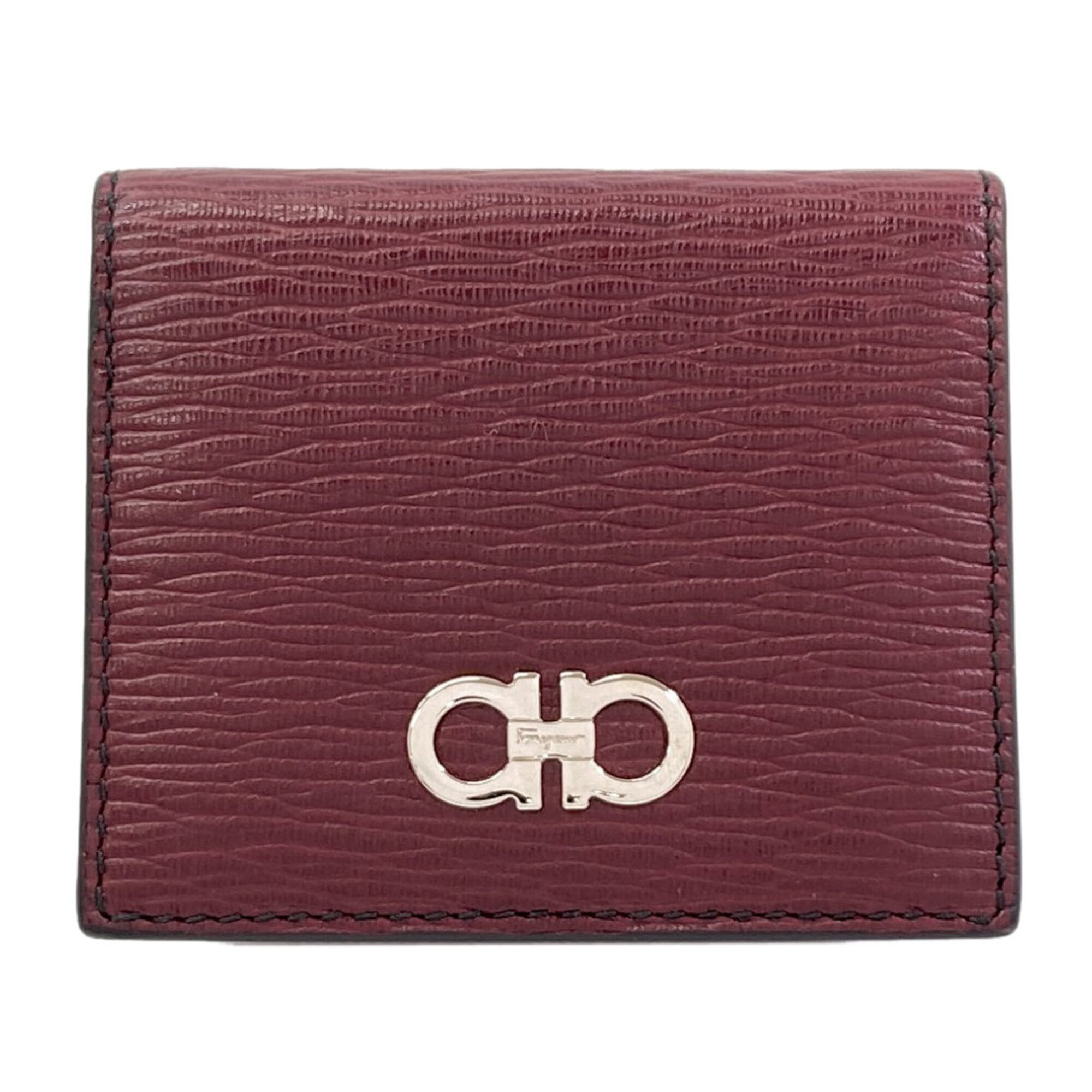 Salvatore Ferragamo Bordeaux Leather Coin Purse/Coin Case (Pre-Owned)