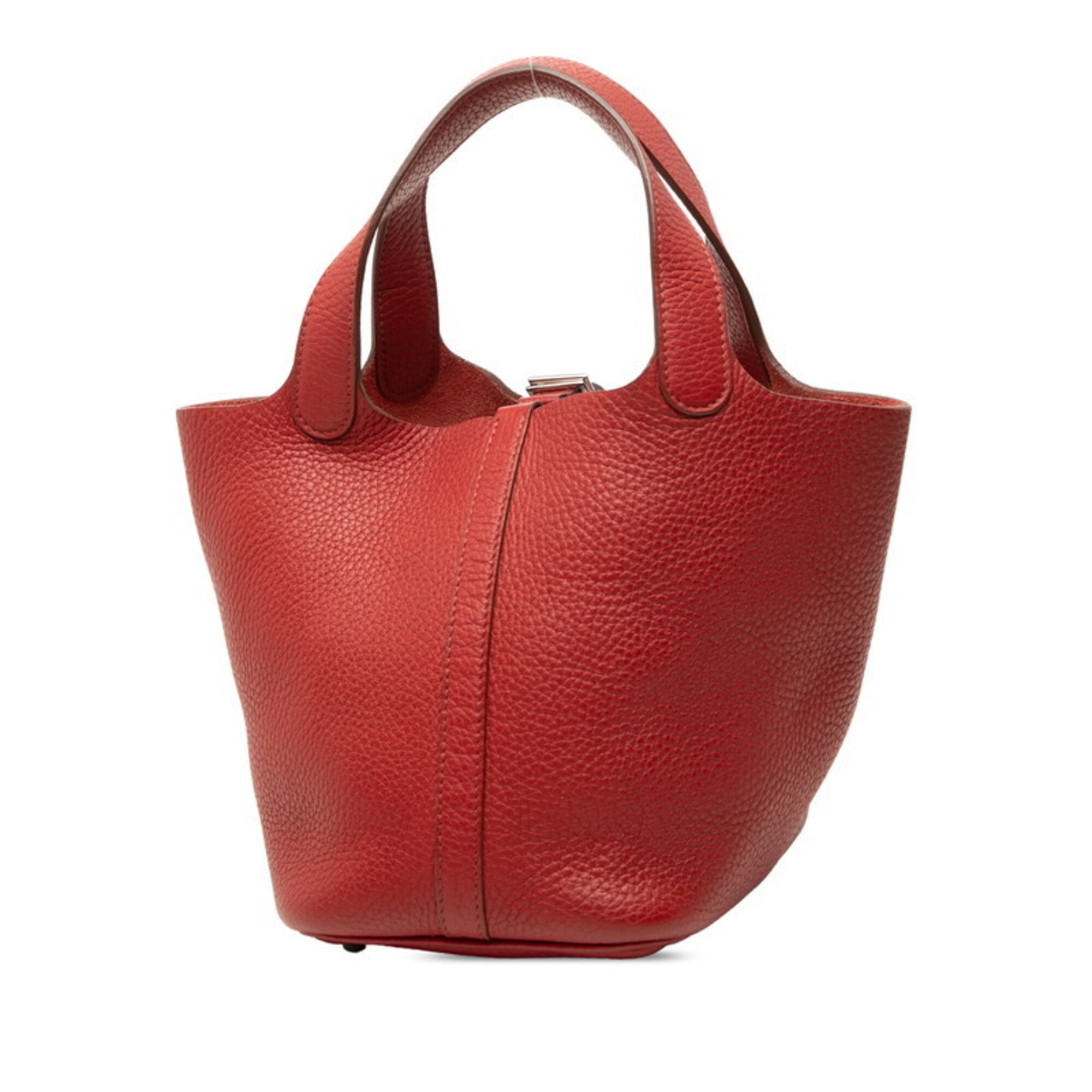 Hermes Red Color Taurillon Clemence Leather Handbag (Pre-Owned)