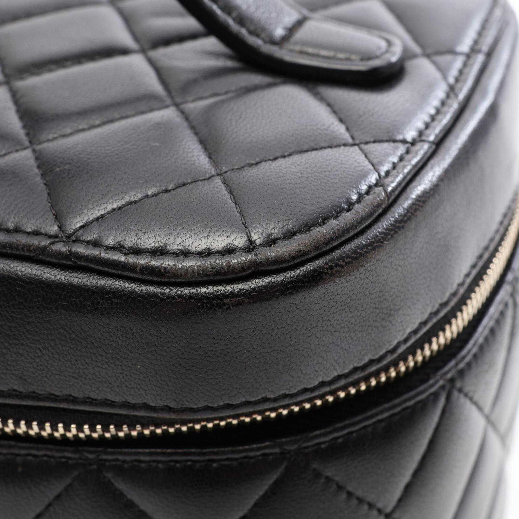 Chanel Black Leather Handbag Vanity Bag (Pre-Owned)